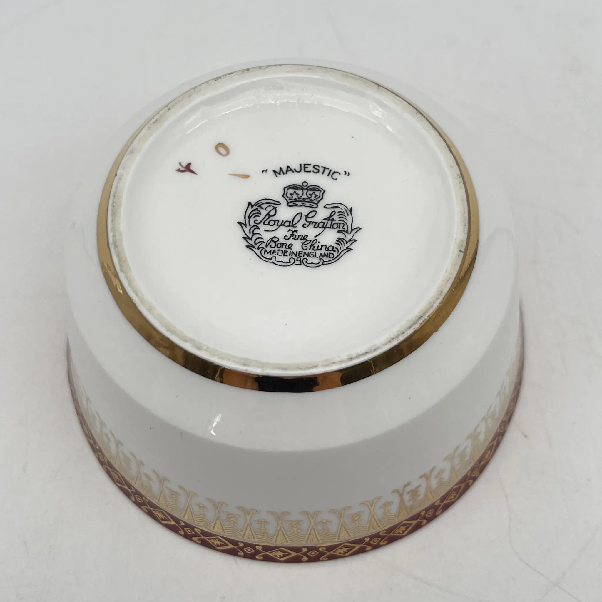 Royal Grafton / Sugar Bowl / Majestic / Mid 20C / Fine Bone China / England / Gold, Arabesque, Wine Red, Western Tableware, Afternoon Tea / [Vintage]