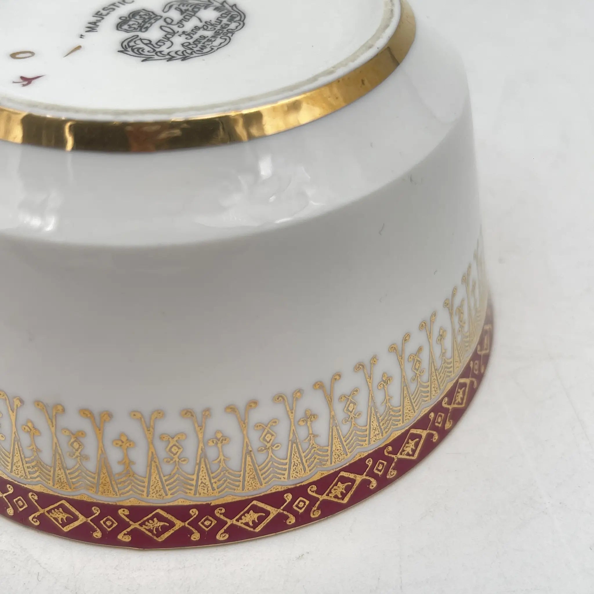 Royal Grafton / Sugar Bowl / Majestic / Mid 20C / Fine Bone China / England / Gold, Arabesque, Wine Red, Western Tableware, Afternoon Tea / [Vintage]