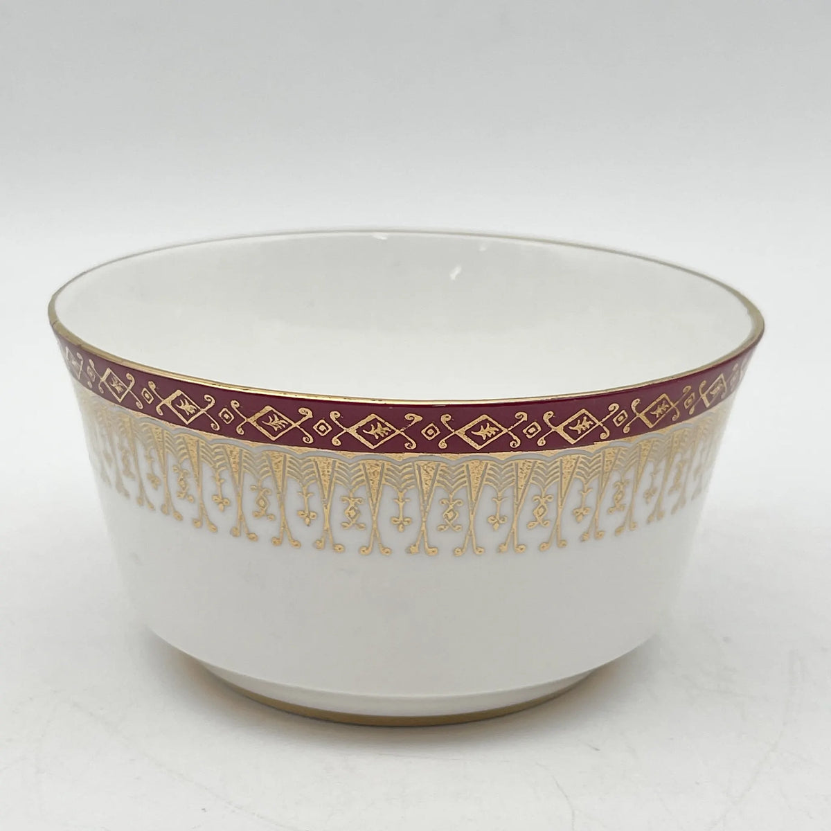 Royal Grafton / Sugar Bowl / Majestic / Mid 20C / Fine Bone China / England / Gold, Arabesque, Wine Red, Western Tableware, Afternoon Tea / [Vintage]