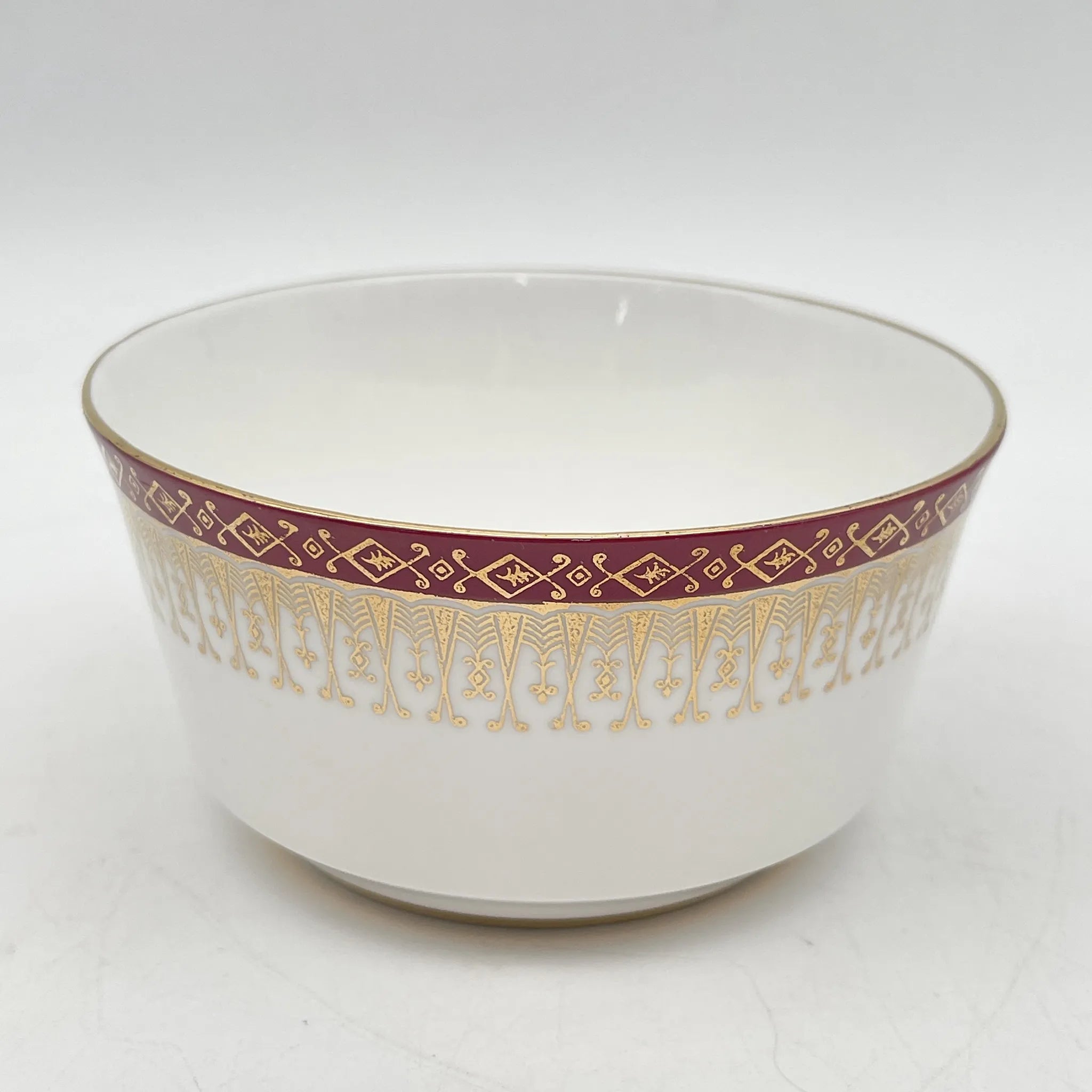 Royal Grafton / Sugar Bowl / Majestic / Mid 20C / Fine Bone China / England / Gold, Arabesque, Wine Red, Western Tableware, Afternoon Tea / [Vintage]