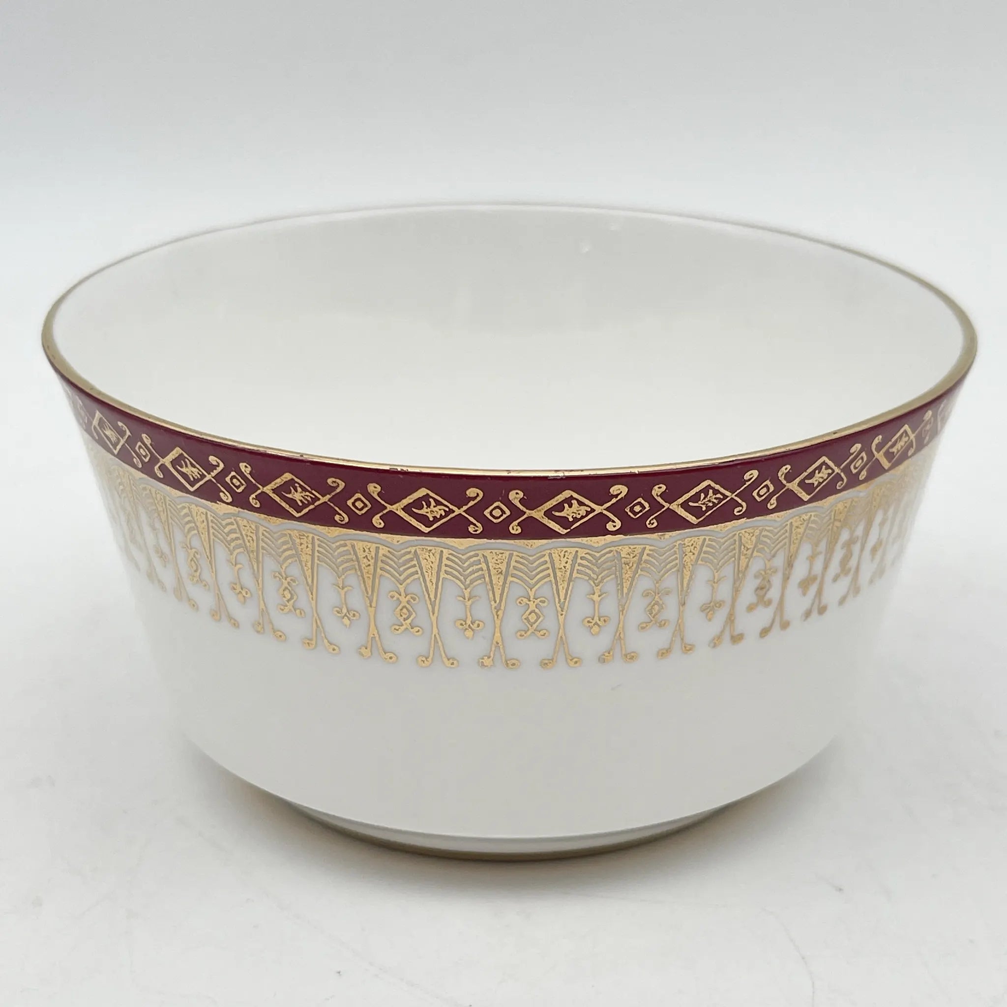 Royal Grafton / Sugar Bowl / Majestic / Mid 20C / Fine Bone China / England / Gold, Arabesque, Wine Red, Western Tableware, Afternoon Tea / [Vintage]