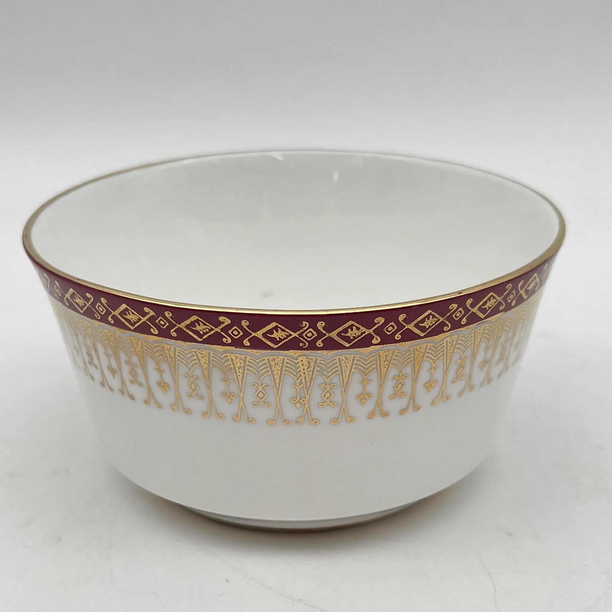 Royal Grafton / Sugar Bowl / Majestic / Mid 20C / Fine Bone China / England / Gold, Arabesque, Wine Red, Western Tableware, Afternoon Tea / [Vintage]