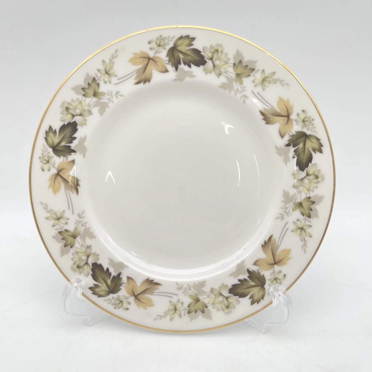 Royal Doulton / デザートプレート (中皿) / Larchmont / 20C中後期 / 磁器 / イギリス / リーフ柄,金彩,ゴールドリム,トランスルーセント・チャイナ,半透明磁器,白磁 / [ビンテージ]