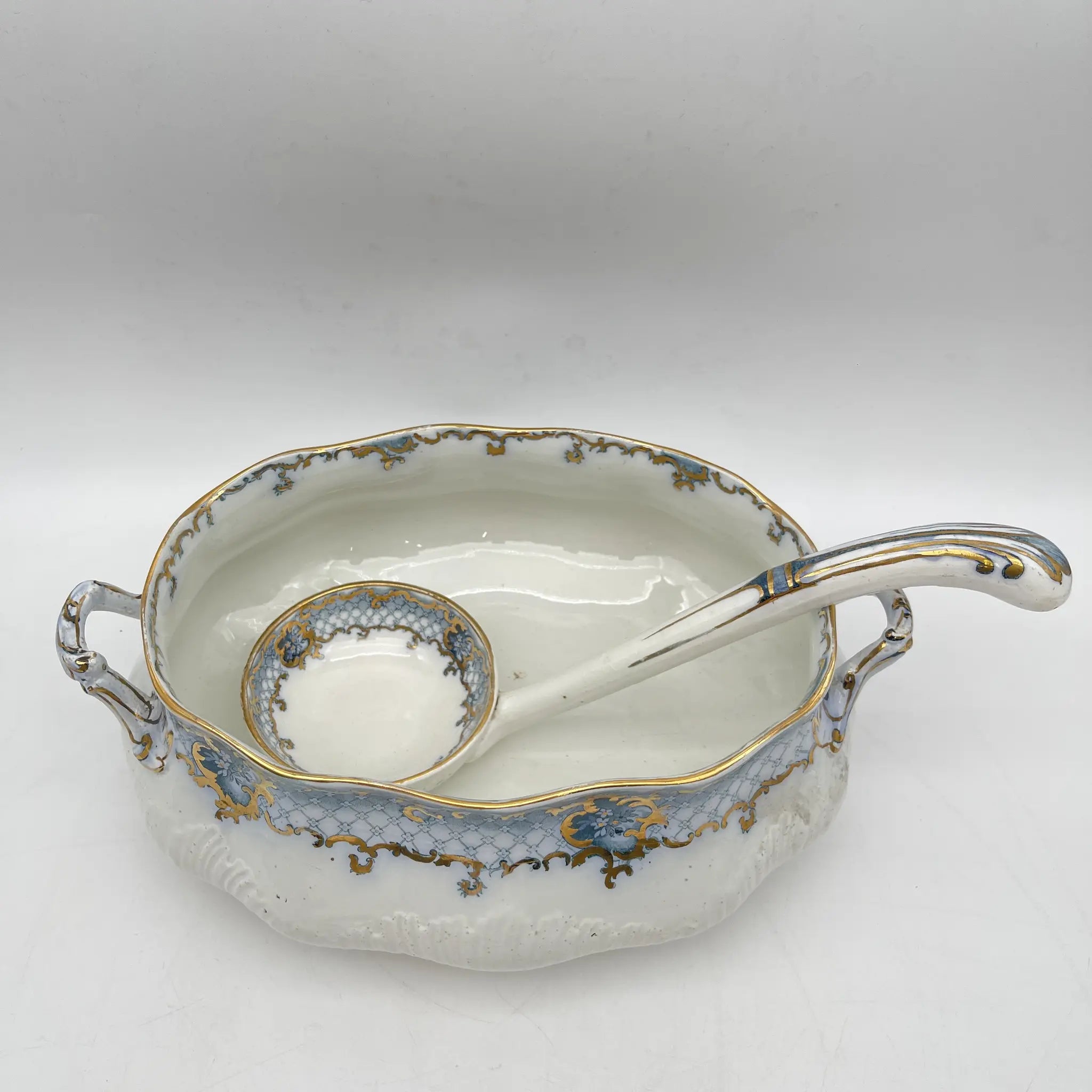 Furnivals / スープチューリン+レードル / Venice / 1900前後 / 陶器 / イギリス / ロカイユ, スクロール, ラティスワーク / [アンティーク]