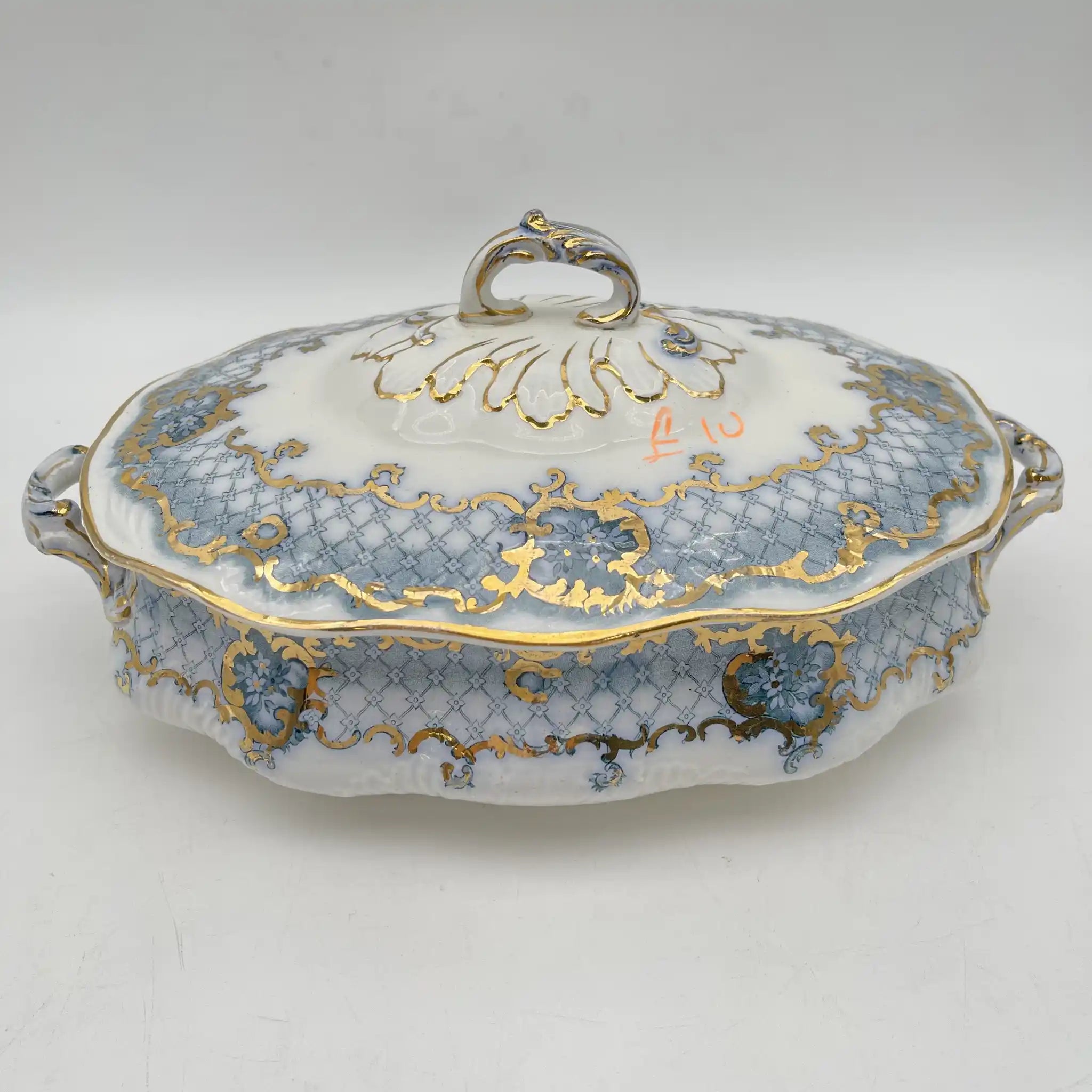 【古董】汤底/ Furnivals / Venice /估计1900左右/陶器/英国/罗凯，卷轴，拉提斯作品