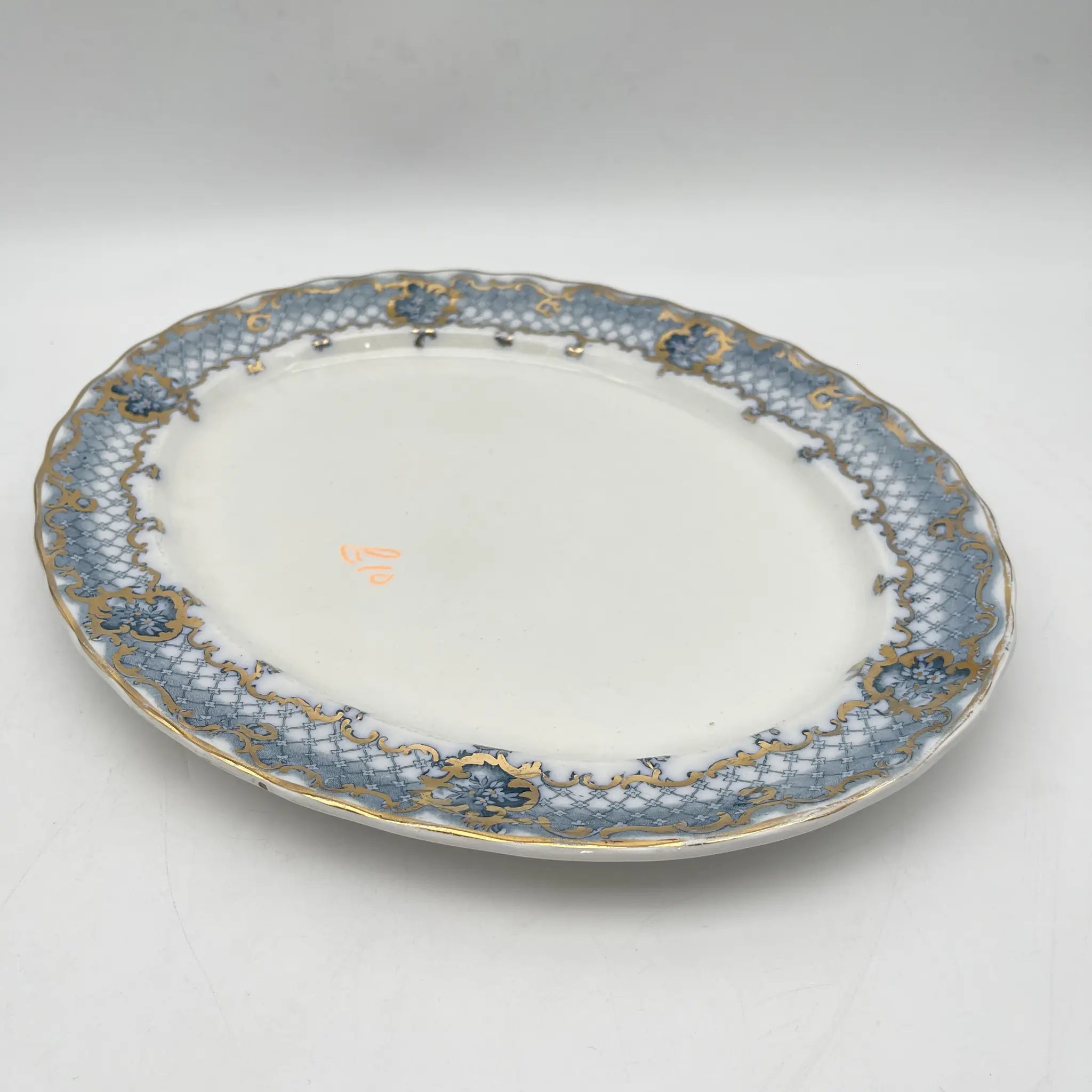 [Antique] Oval platter / Furnivals / Venice / Estimated around 1900 / Pottery / England / Rocaille, scroll, lattice work