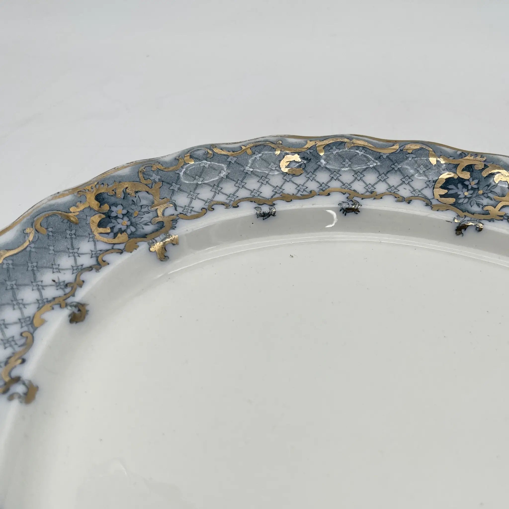 [Antique] Oval platter / Furnivals / Venice / Estimated around 1900 / Pottery / England / Rocaille, scroll, lattice work