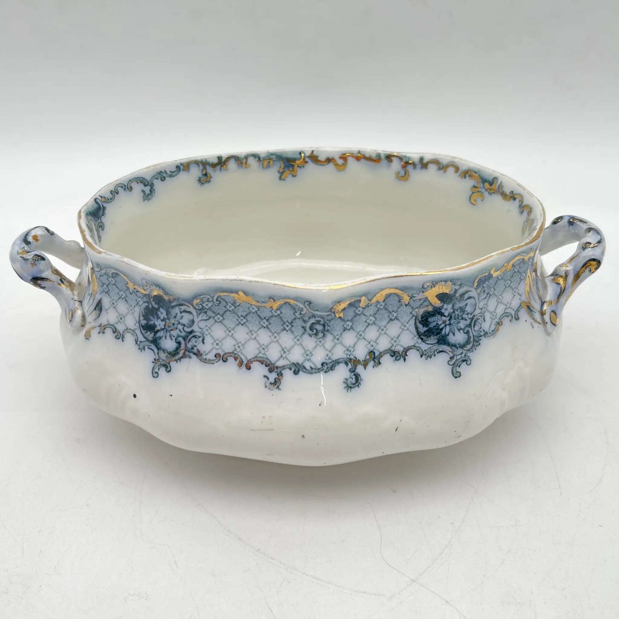 【古董】汤底/ Furnivals / Venice /估计1900左右/陶器/英国/罗凯，卷轴，拉提斯作品
