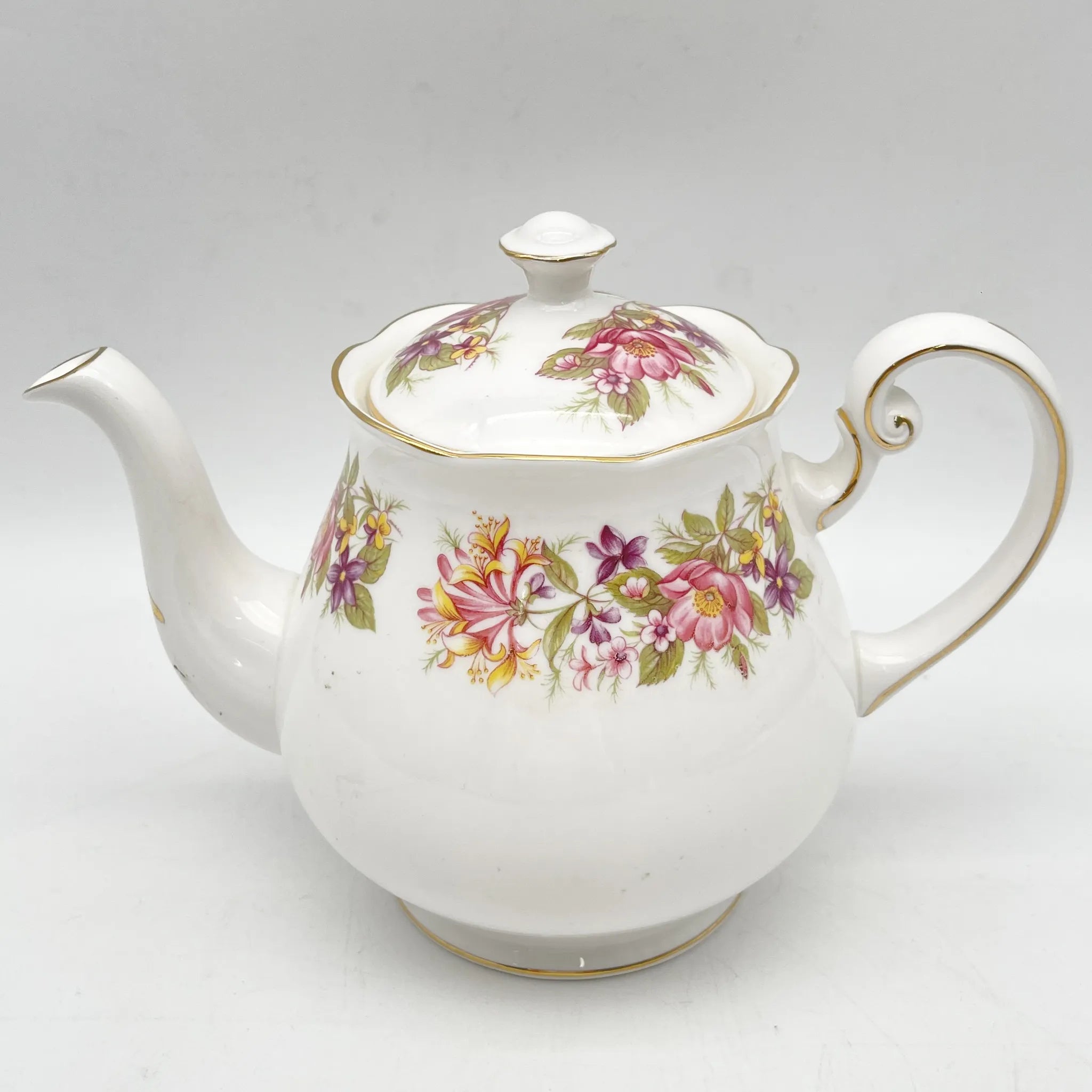 Colclough / ティーポット / 推定20C中期 / Bone China / イギリス / ハニーサックル, 金彩 / [ビンテージ]