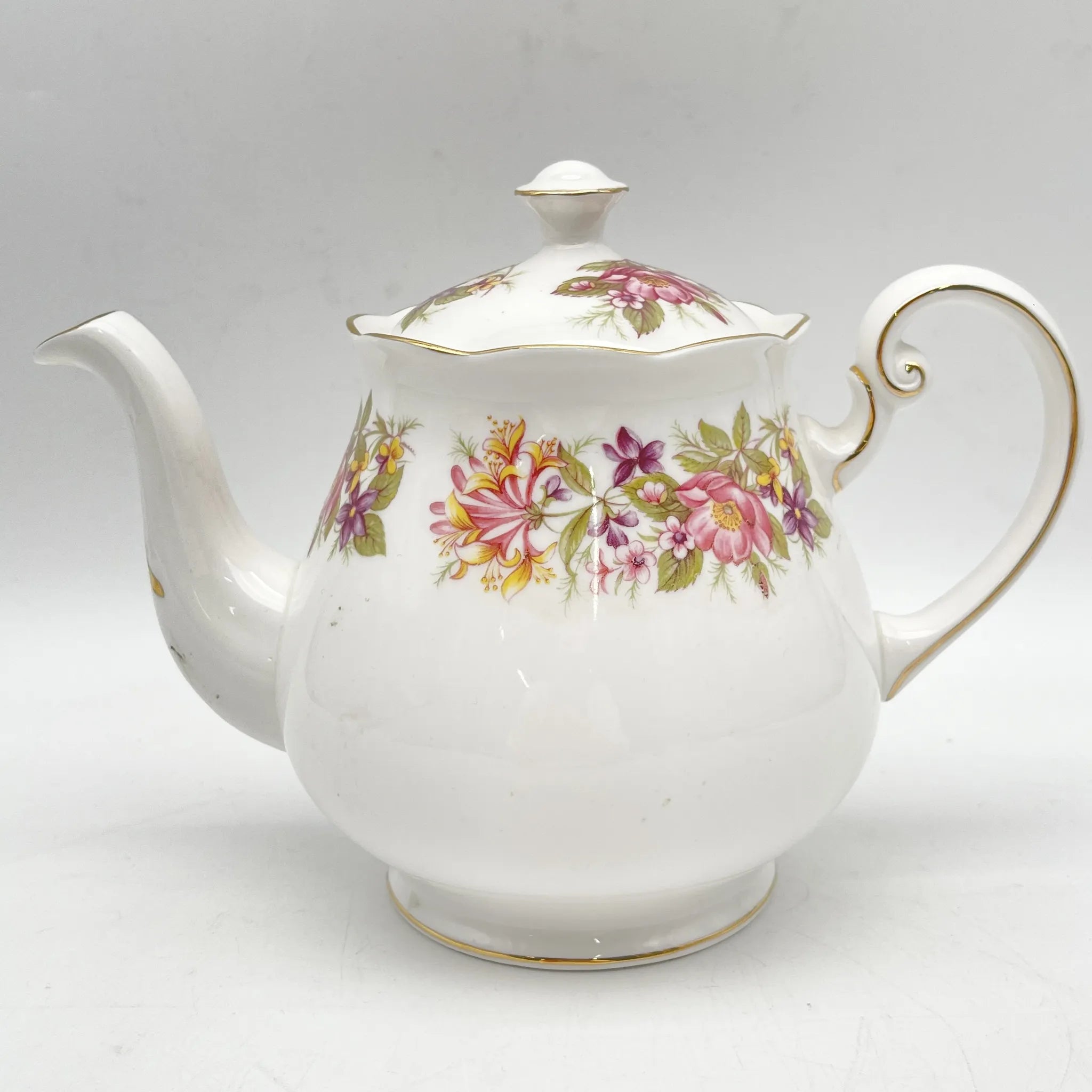 Colclough / ティーポット / 推定20C中期 / Bone China / イギリス / ハニーサックル, 金彩 / [ビンテージ]