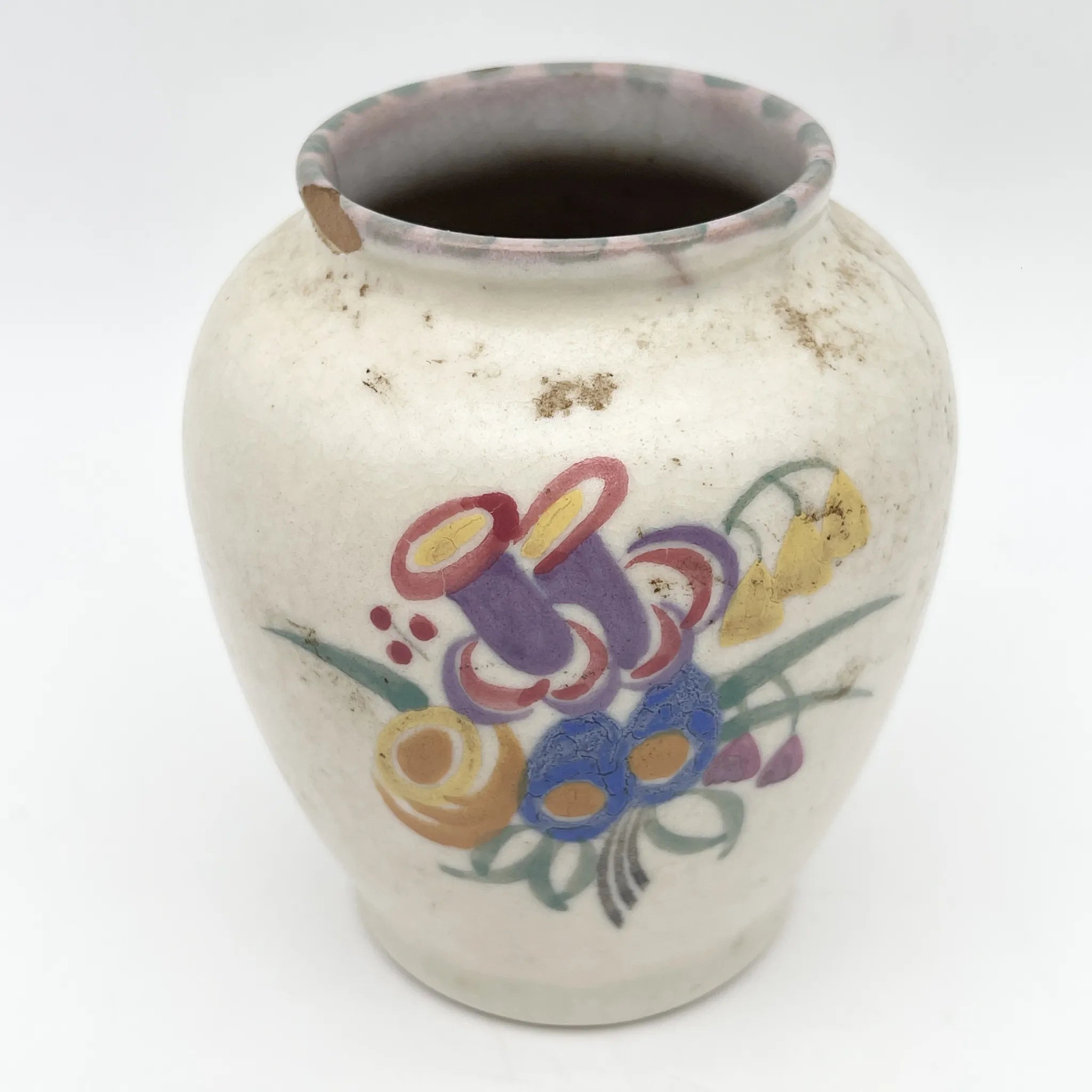 Poole Pottery / 花瓶(フラワーベース) / 20C前中期 / 陶器 / イギリス / ハンドペイント / [アンティーク]
