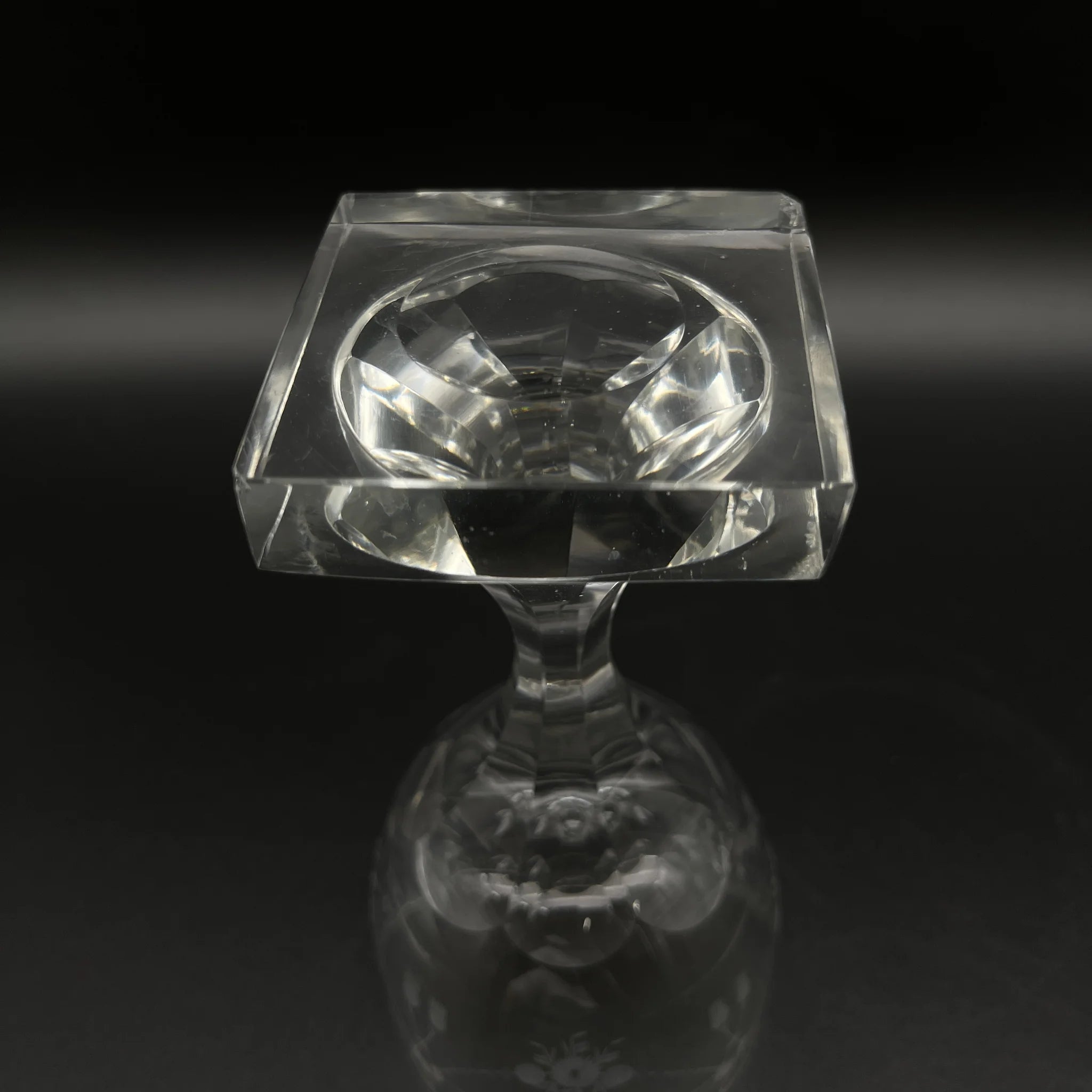 【复古】玻璃2p /估计20c中后期/水晶玻璃/欧洲/蚀刻玻璃