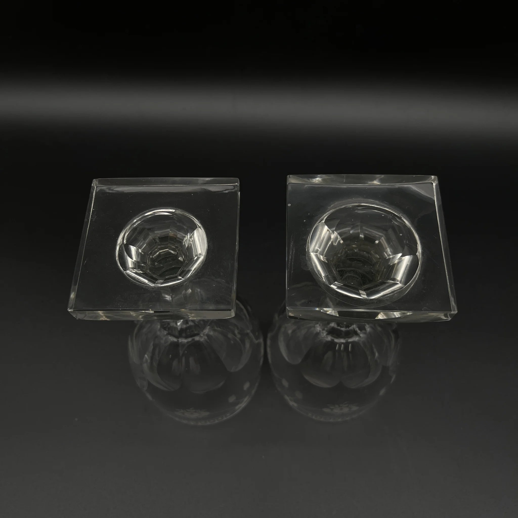 【复古】玻璃2p /估计20c中后期/水晶玻璃/欧洲/蚀刻玻璃
