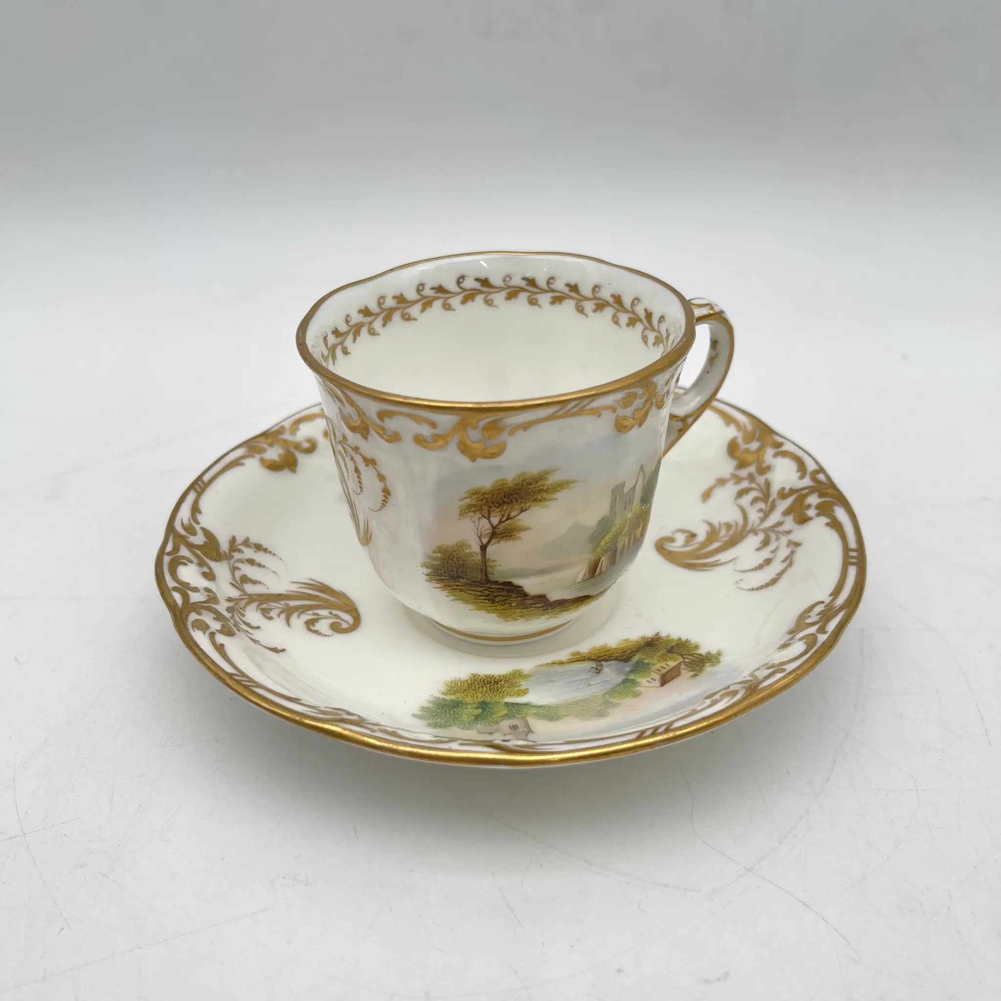カップ&ソーサー / 1900前後 / 磁器 / イギリス / 金彩, カントリーサイド / [アンティーク]