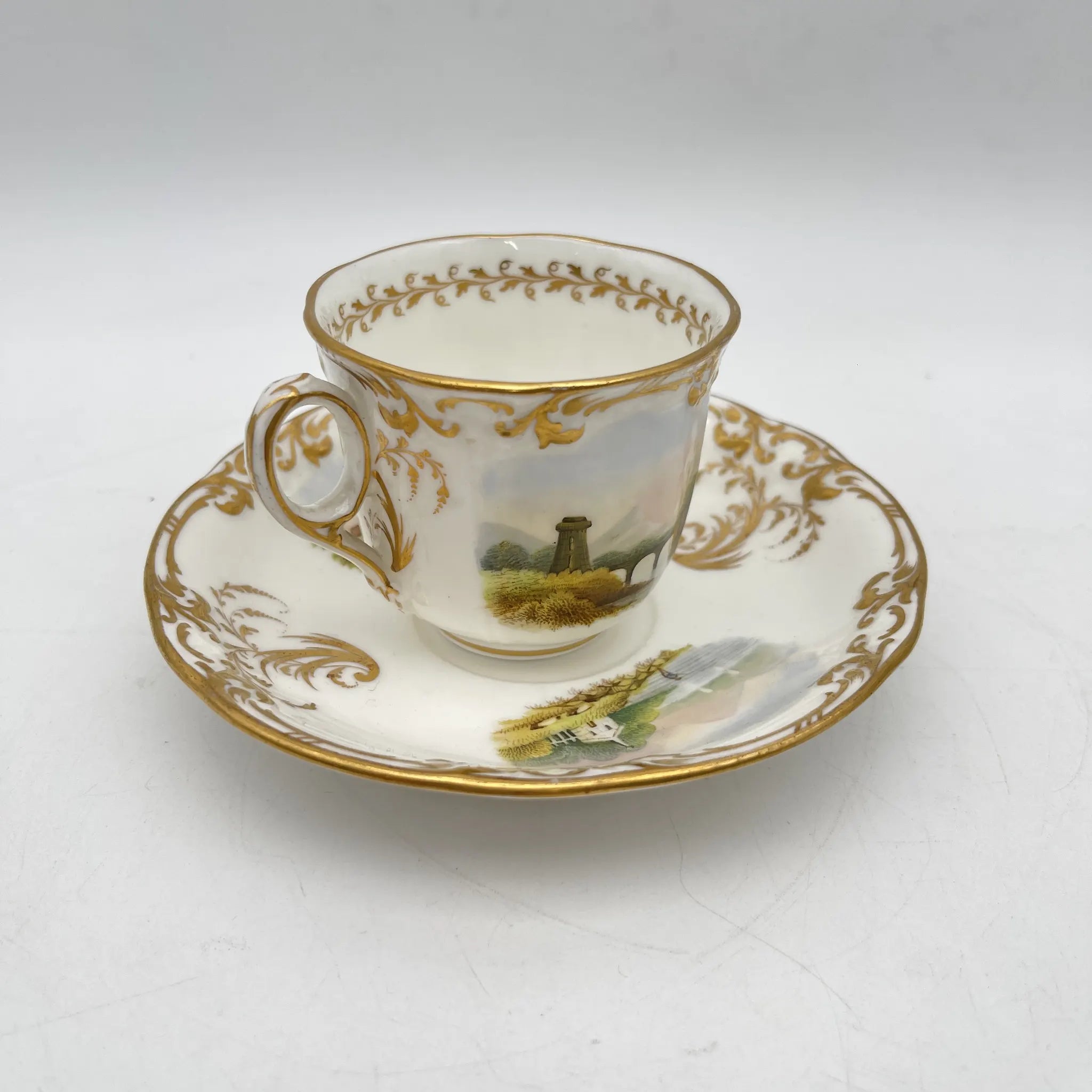 カップ&ソーサー / 1900前後 / 磁器 / イギリス / 金彩, カントリーサイド / [アンティーク]
