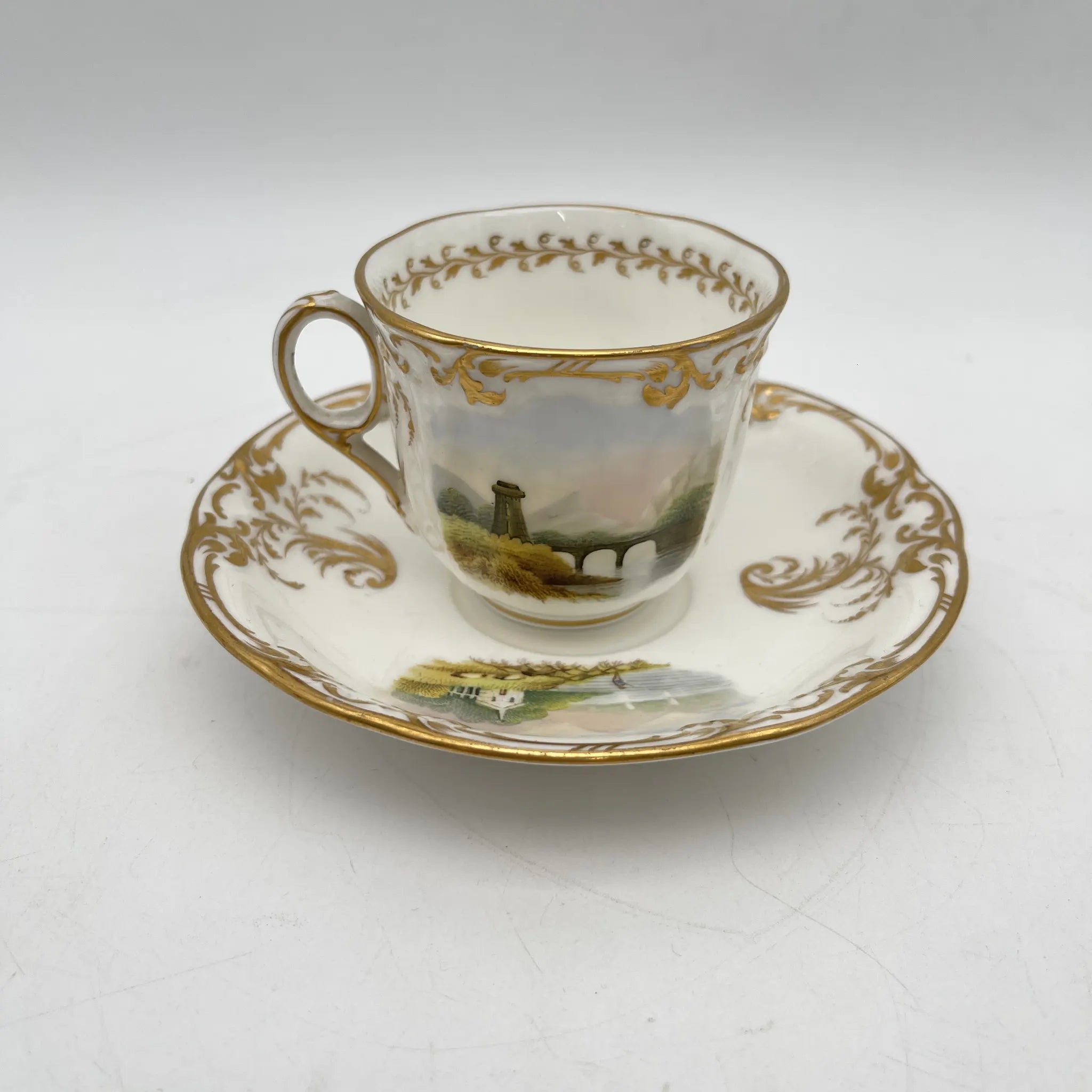カップ&ソーサー / 1900前後 / 磁器 / イギリス / 金彩, カントリーサイド / [アンティーク]
