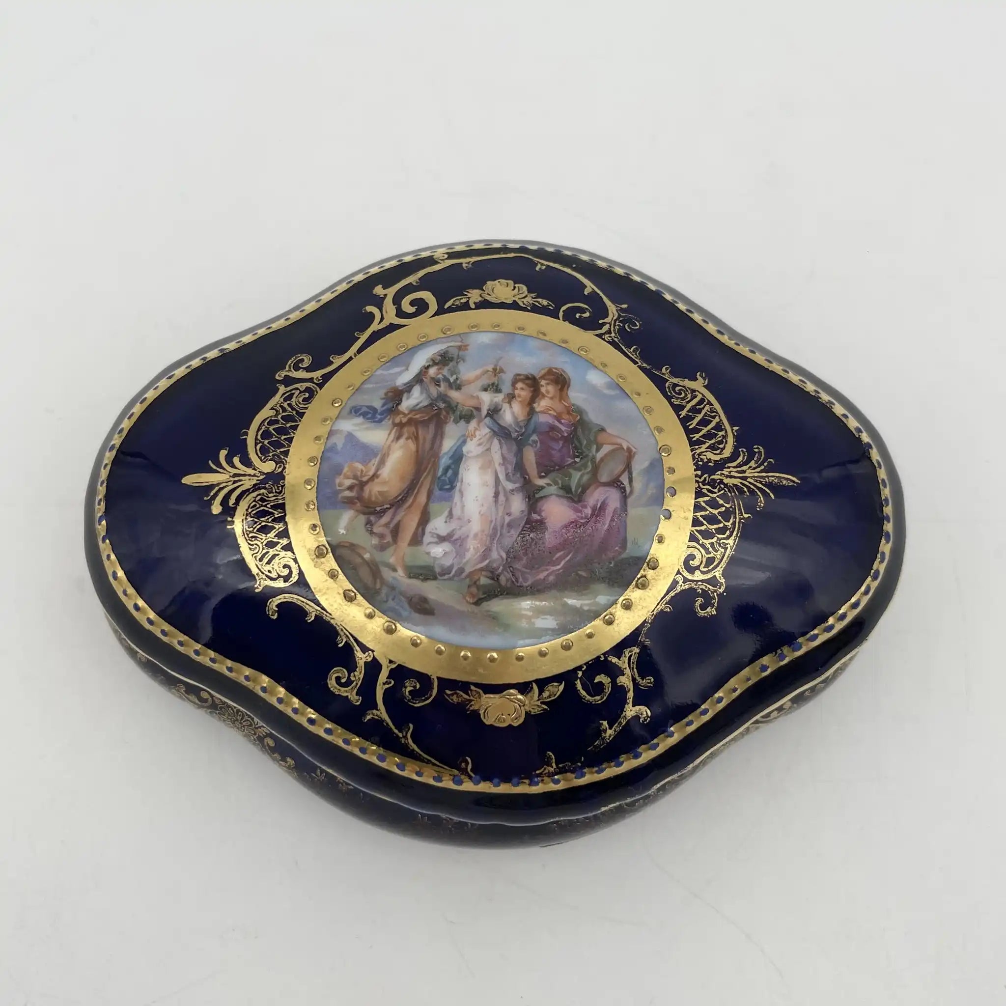 Epiag Royal / トリンケットボックス(小物入れ) / 20C前中期 / 磁器 / チェコスロバキア / ロココ, 金彩 / [アンティーク]