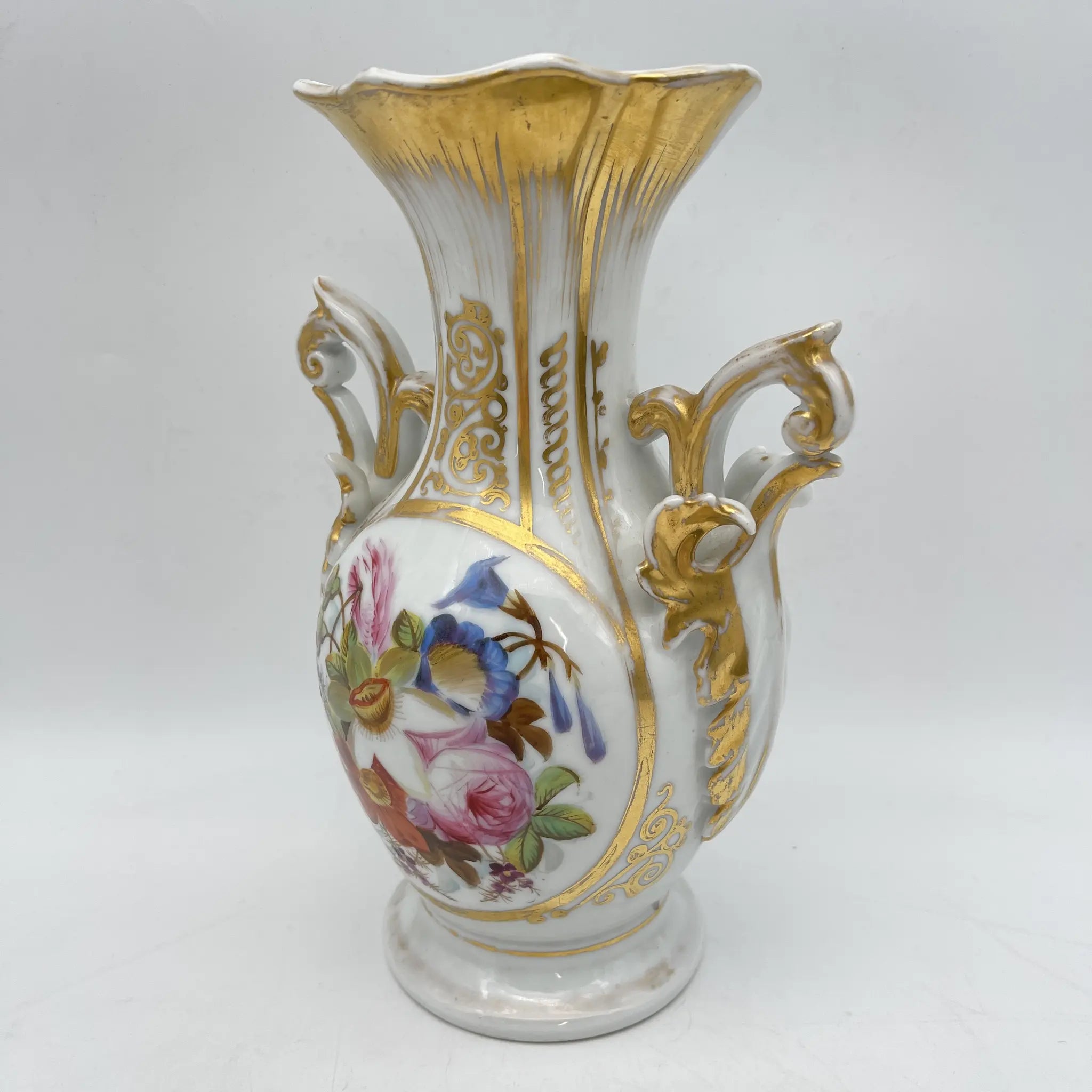 花瓶(フラワーベース) / 1900前後 / 磁器 / ヨーロッパ / ハンドペイント, アカンサス, 金彩 / [アンティーク]