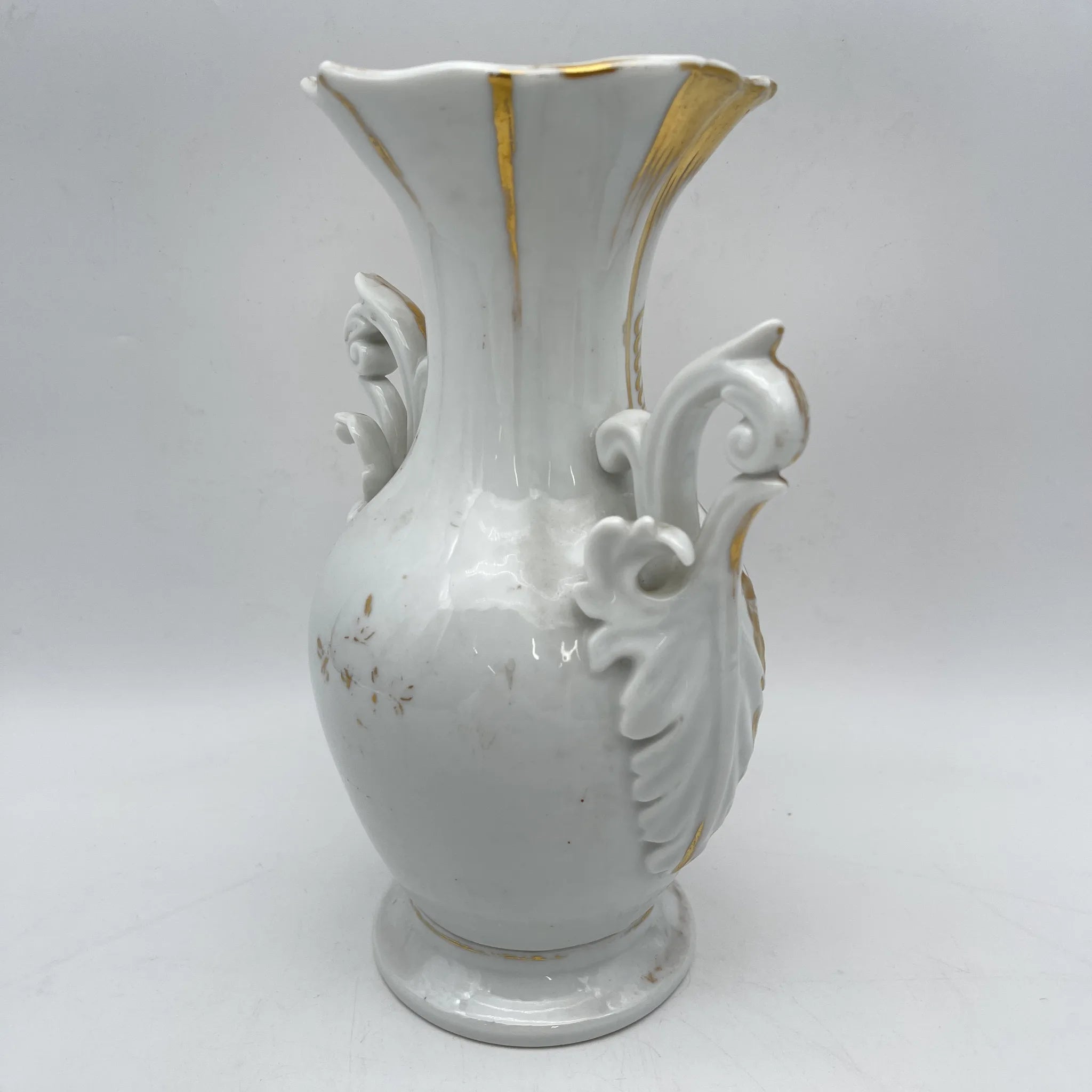 花瓶(フラワーベース) / 1900前後 / 磁器 / ヨーロッパ / ハンドペイント, アカンサス, 金彩 / [アンティーク]