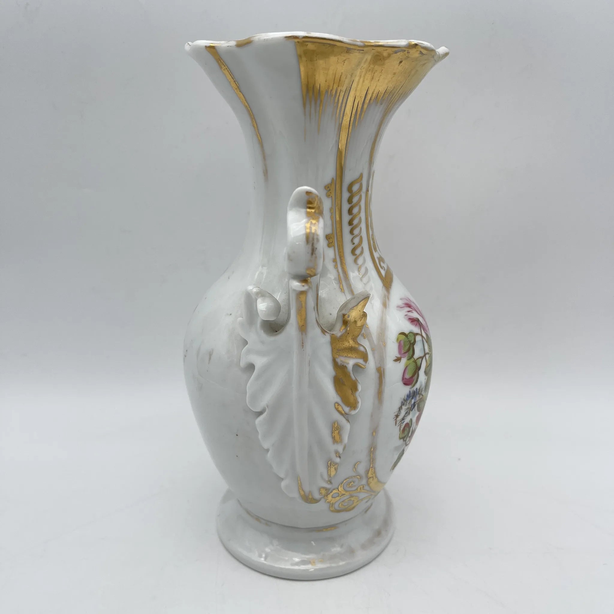 花瓶(フラワーベース) / 1900前後 / 磁器 / ヨーロッパ / ハンドペイント, アカンサス, 金彩 / [アンティーク]