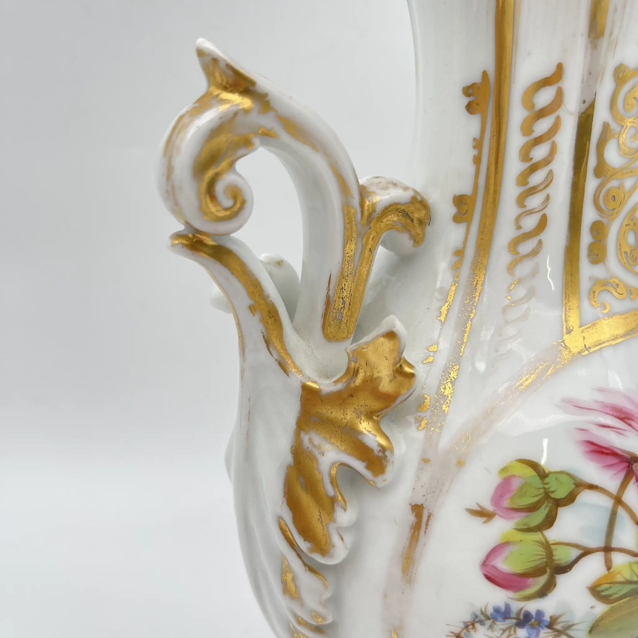 花瓶(フラワーベース) / 1900前後 / 磁器 / ヨーロッパ / ハンドペイント, アカンサス, 金彩 / [アンティーク]