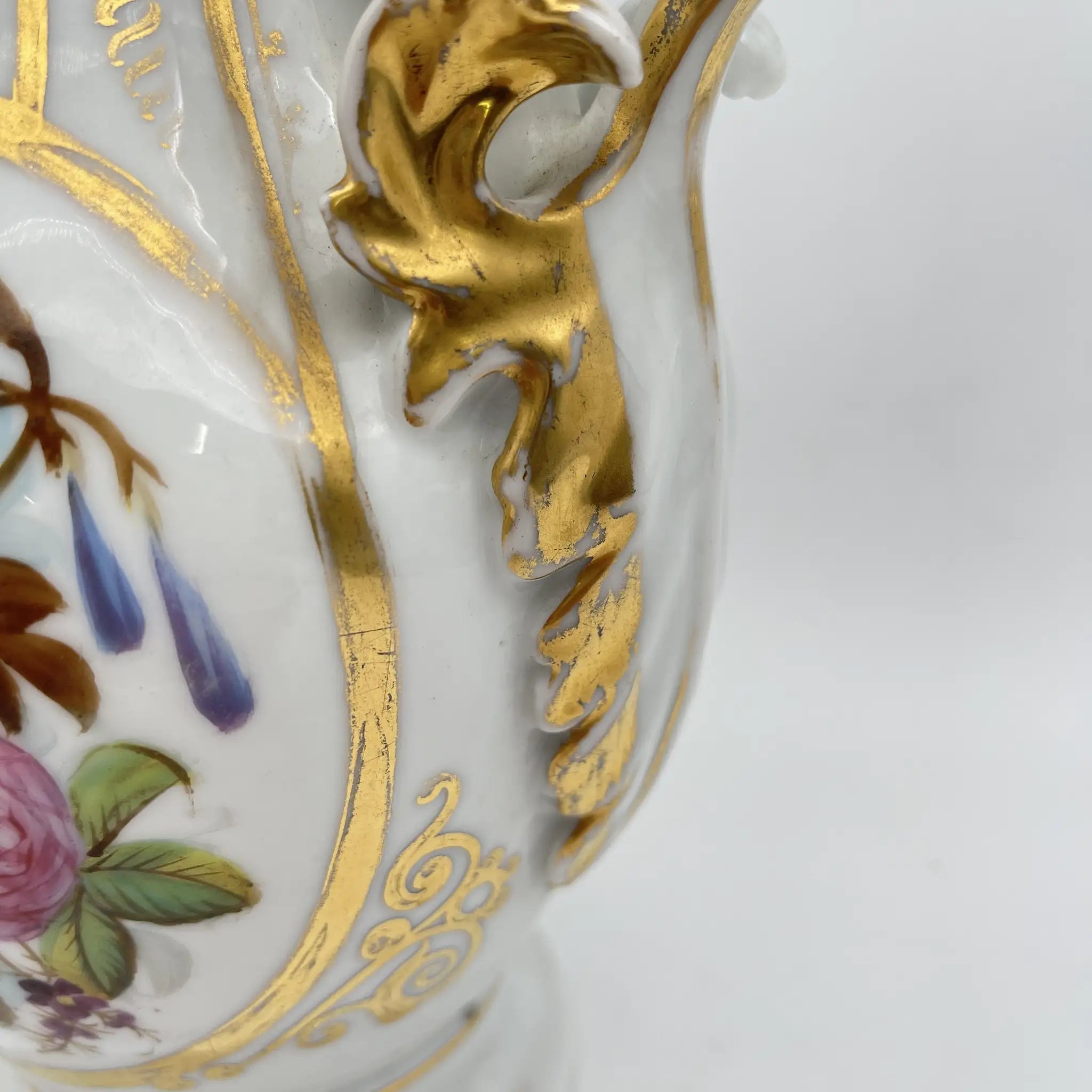 花瓶(フラワーベース) / 1900前後 / 磁器 / ヨーロッパ / ハンドペイント, アカンサス, 金彩 / [アンティーク]
