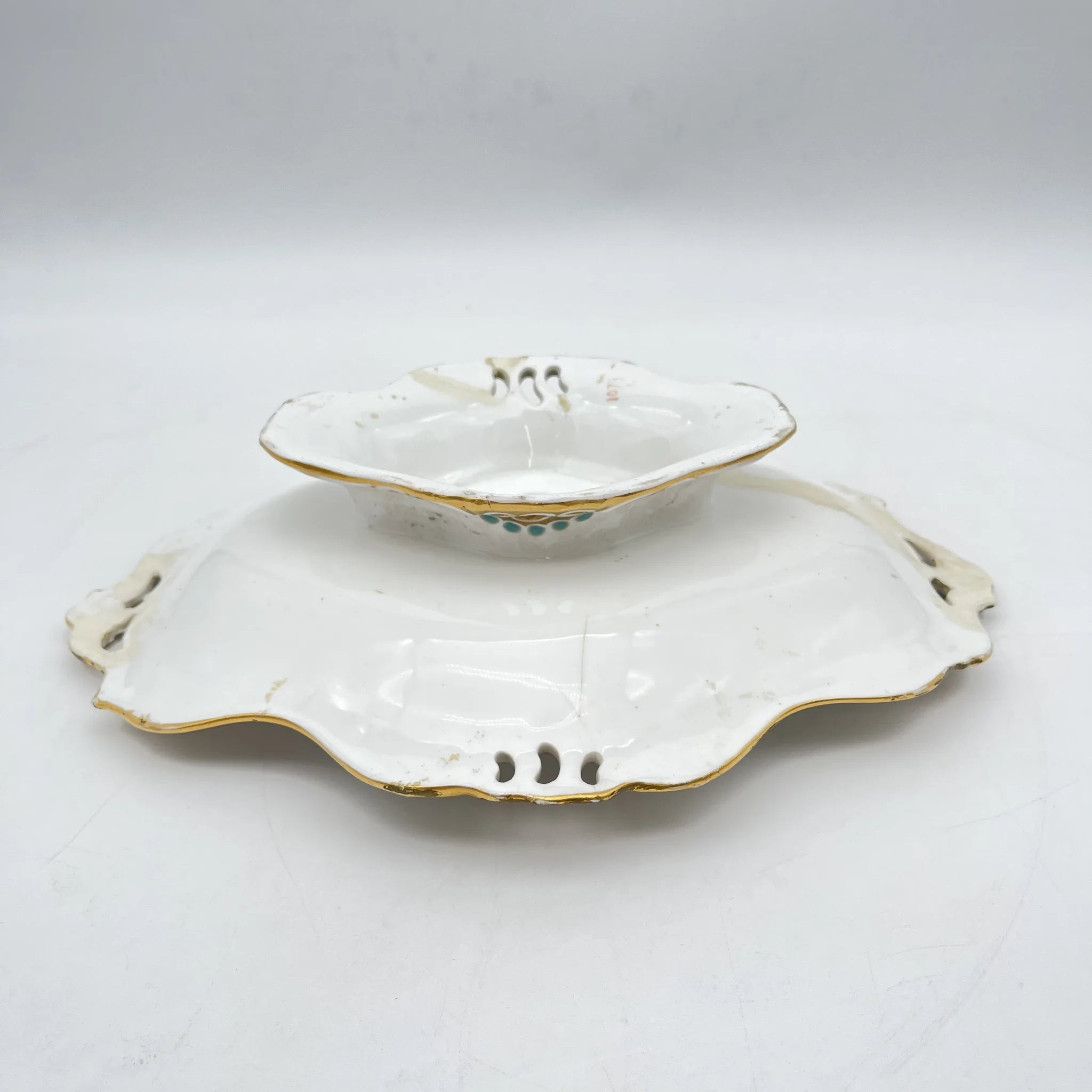 Davenport(ダベンポート) / コンポート皿 / 19C中後期 / 磁器 / イギリス / ボタニカルアート, スカラップエッジ, 金彩 / [アンティーク]