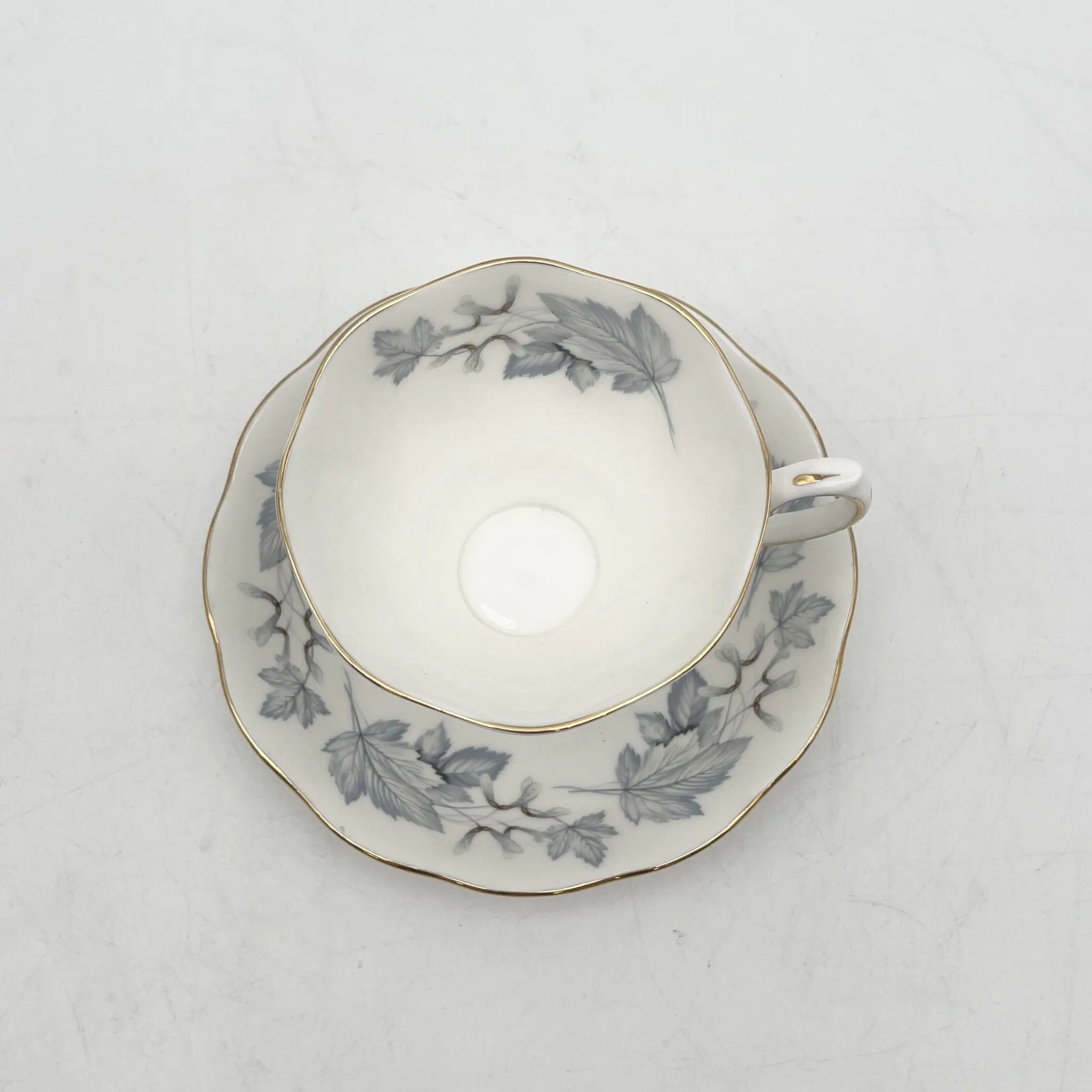 Royal Albert /杯&碟2p / Silver Maple / 1950s- / Bone China /英国/ 骨中国，叶柄，植物学，金轮辋，金彩装饰，英国葡萄酒，陶瓷，单色调，经典，西式餐具/[葡萄酒]