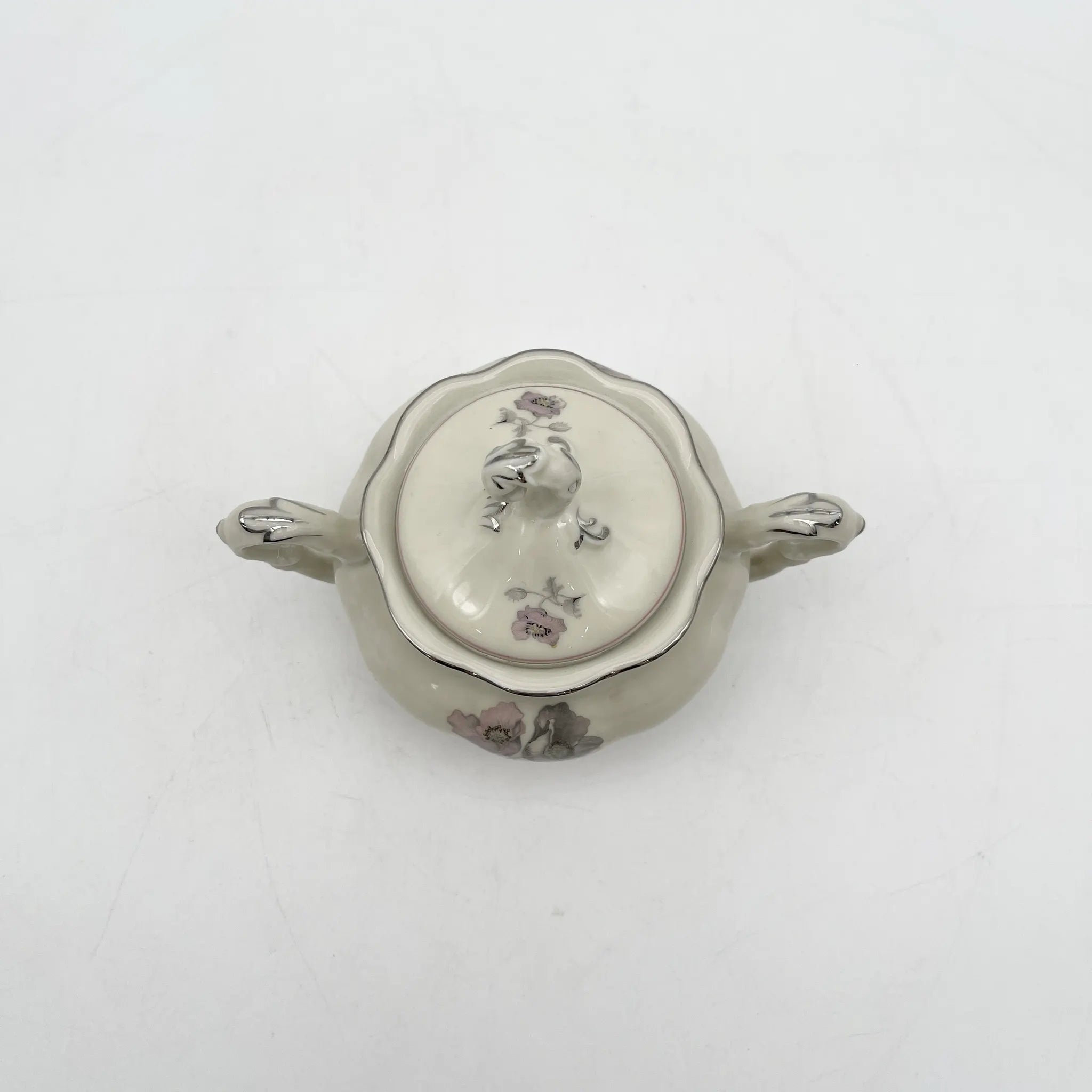 [Vintage] Sugar Pot / Pirkenhammer / Avignon / Estimated late 20C / Porcelain / Czechoslovakia / Poppy, Silver