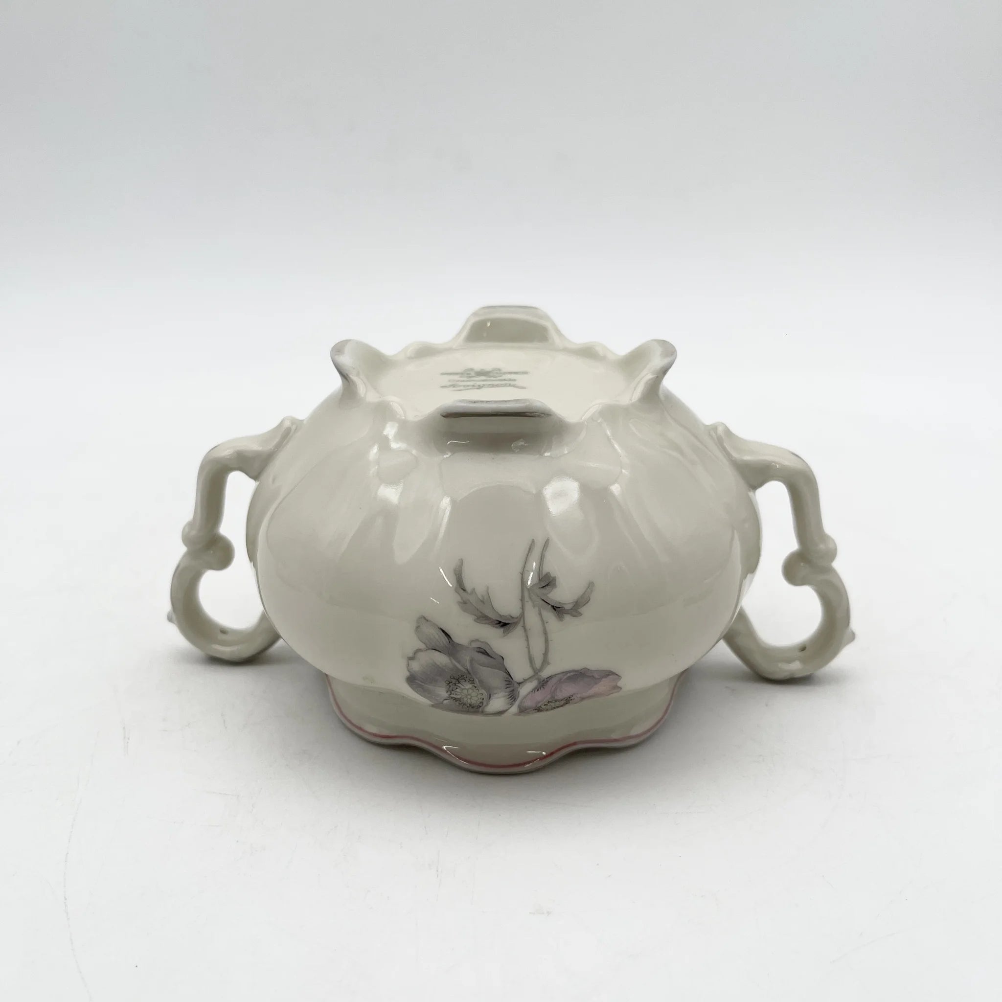 [Vintage] Sugar Pot / Pirkenhammer / Avignon / Estimated late 20C / Porcelain / Czechoslovakia / Poppy, Silver