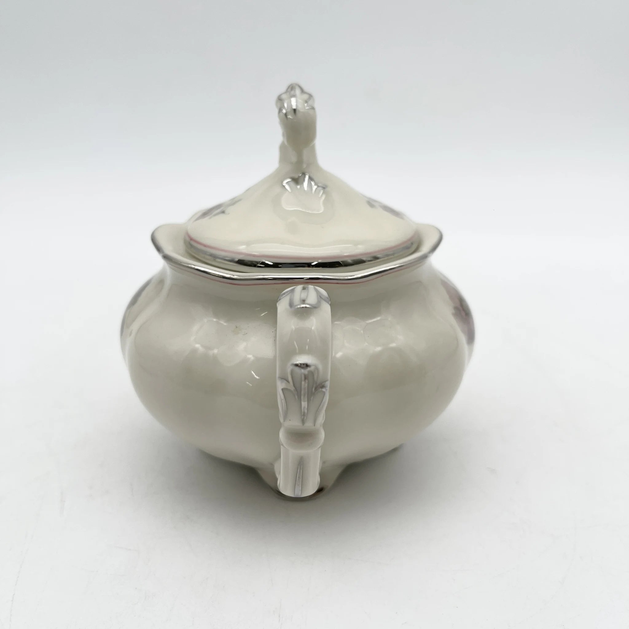 [Vintage] Sugar Pot / Pirkenhammer / Avignon / Estimated late 20C / Porcelain / Czechoslovakia / Poppy, Silver