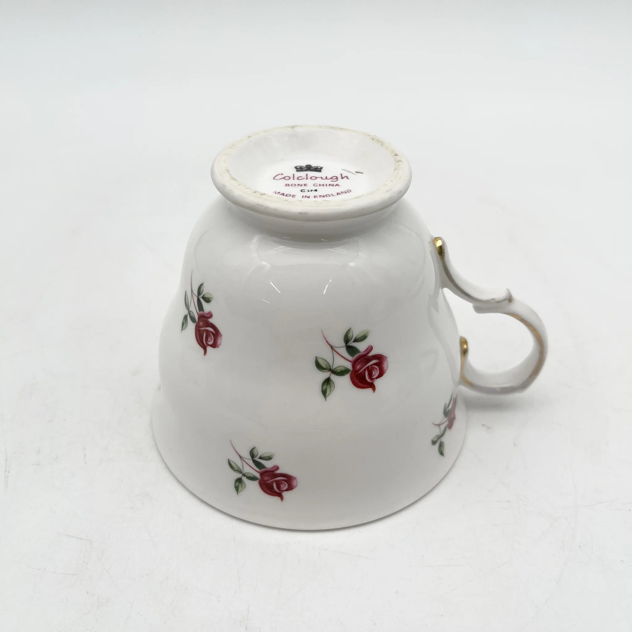 【复古】杯&碟子/ Crown Royal /估计20c中/ Bone China /英国/玫瑰，金彩