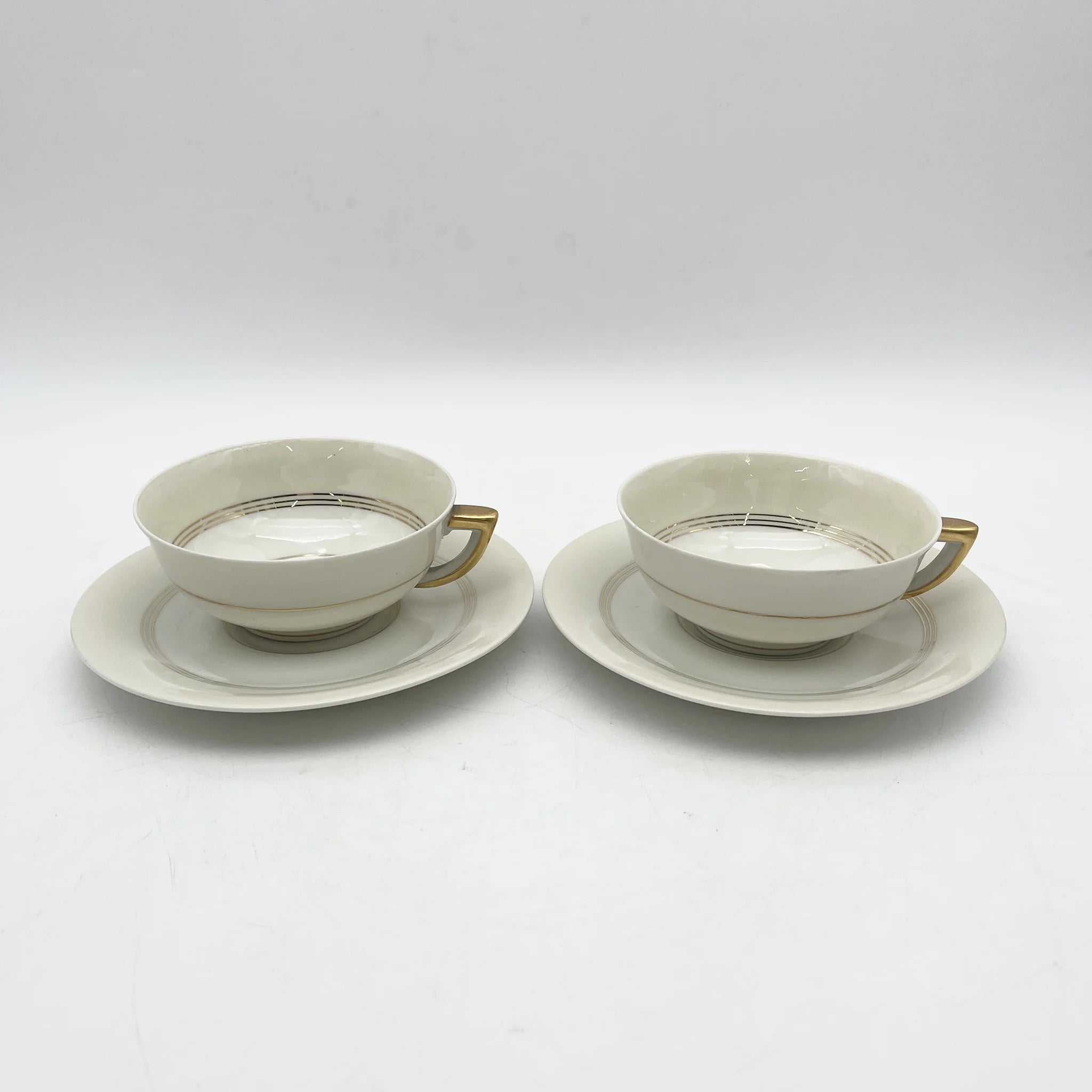 カップ&ソーサー2P / リモージュ磁器 / 20C中頃 / 磁器 / フランス / 金彩, 幾何学的フォルム / [ビンテージ]