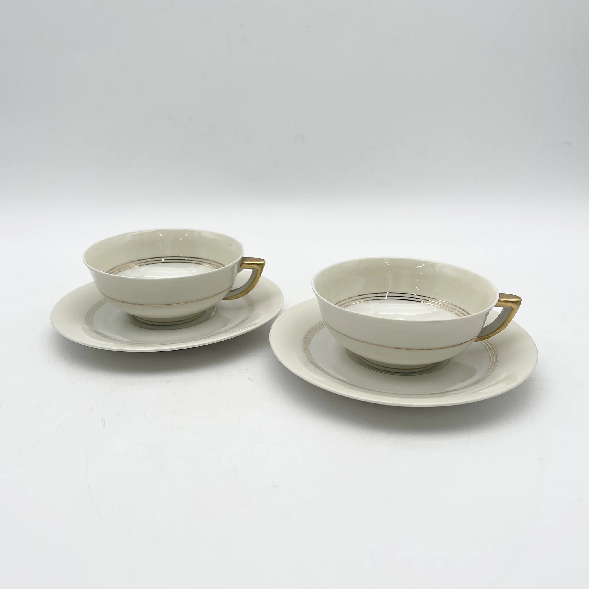 カップ&ソーサー2P / リモージュ磁器 / 20C中頃 / 磁器 / フランス / 金彩, 幾何学的フォルム / [ビンテージ]