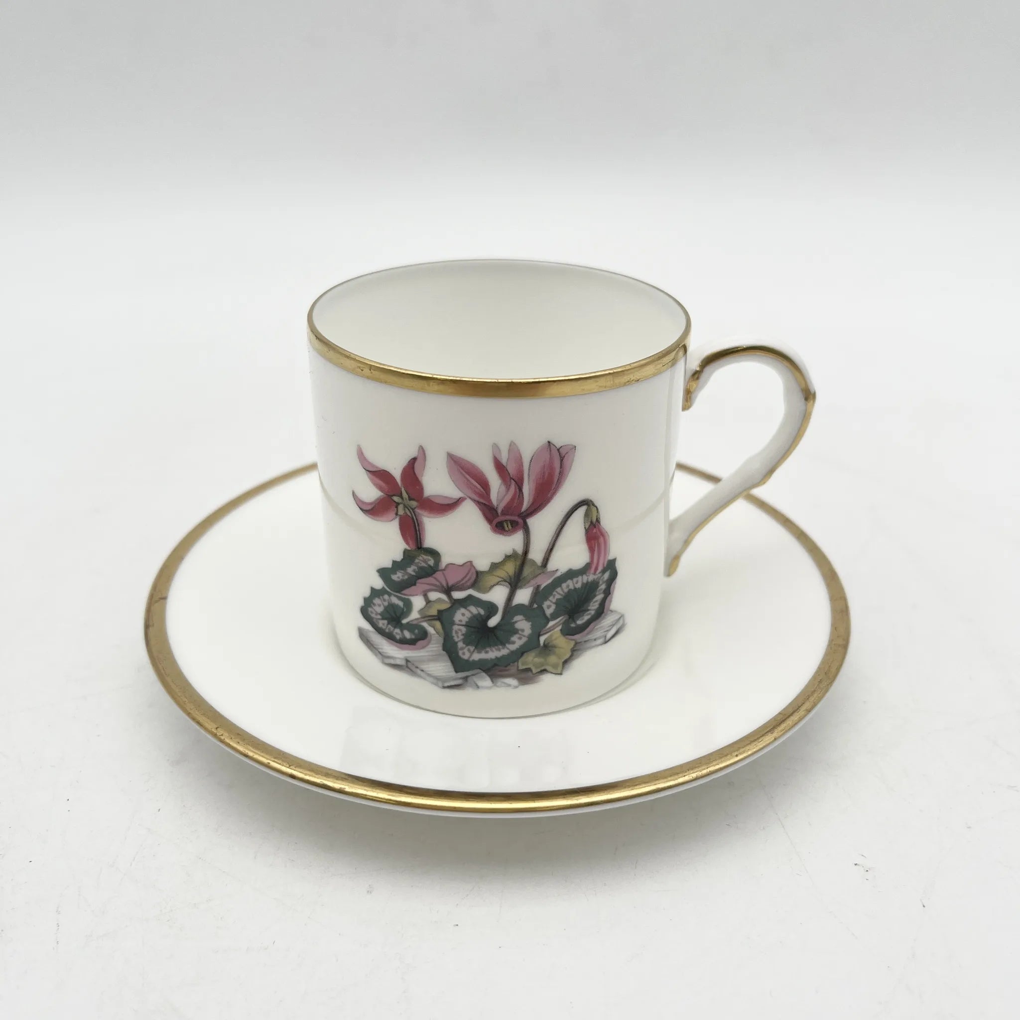 Royal Worcester(ロイヤル・ウースター) / カップ&ソーサー2P / 20C中後期 / Fine Bone China / イギリス / アルパイン・フラワー, 金彩 / [アンティーク]