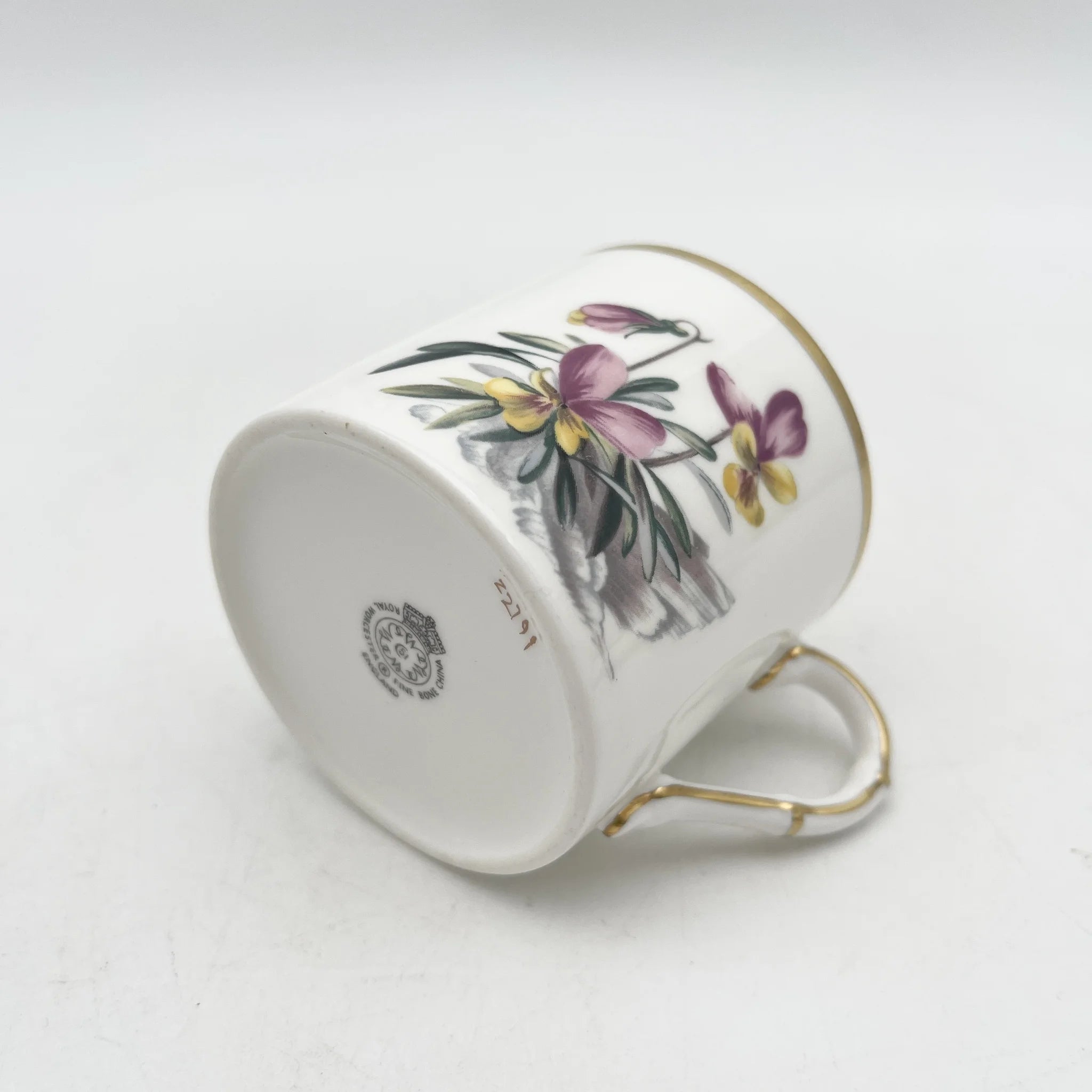 Royal Worcester(ロイヤル・ウースター) / カップ&ソーサー / 20C中後期 / Fine Bone China / イギリス / アルパイン・フラワー, 金彩 / [アンティーク]