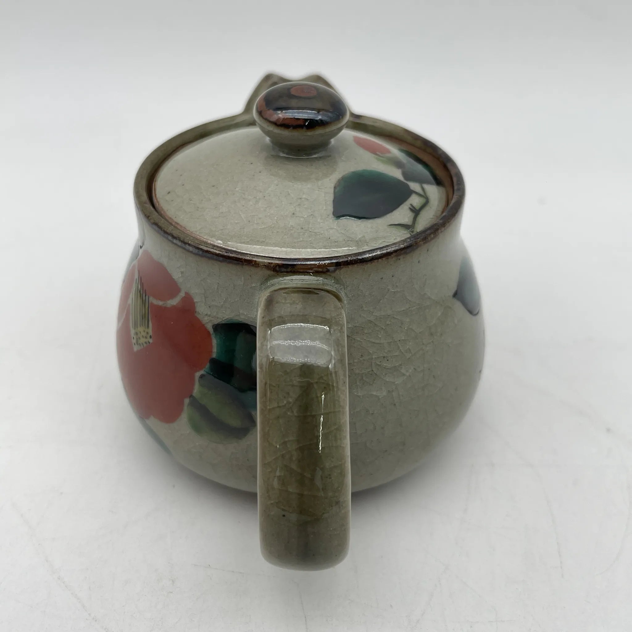 美山 / 急須 / 九谷焼 / 20C末 / 陶器 / 日本 / 椿, 箱付 / [リユース]