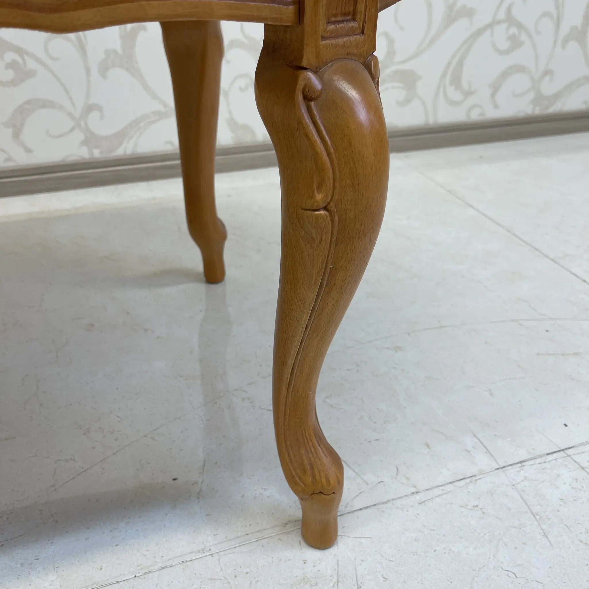 Vintage center table / Late 20th century (presumably) / Beech / Italian / Marble top