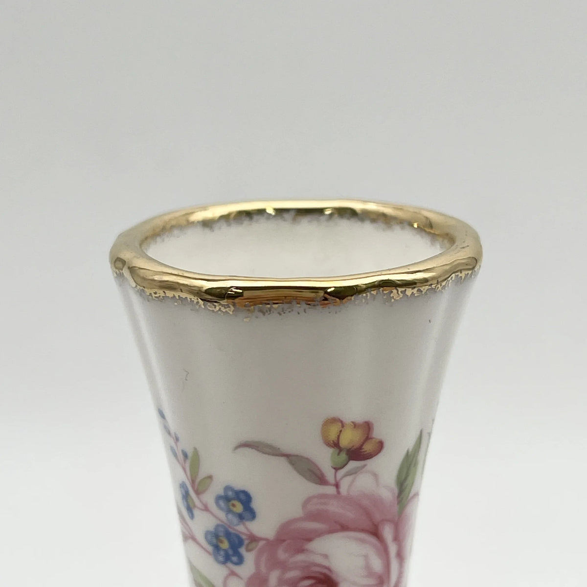 Queen's（皇后）/花瓶（花卉基地）/瓷器/英国/金彩，花卉装饰，一朵花，洛可可风格，花卉图案，古董风格，西洋陶瓷/[复古]
