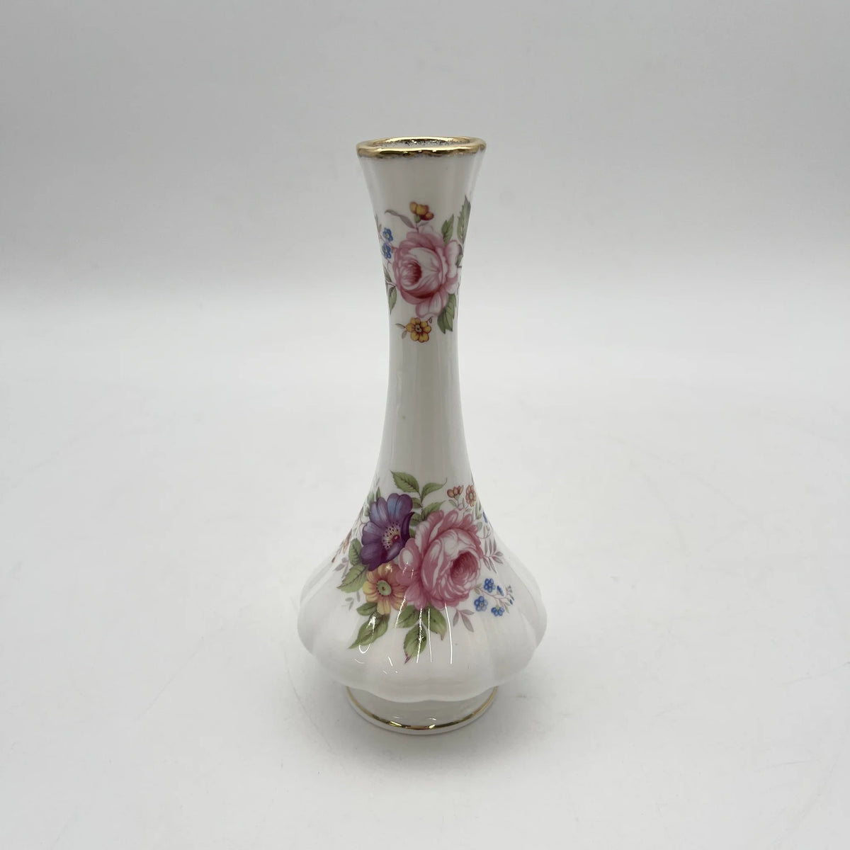 Queen's（皇后）/花瓶（花卉基地）/瓷器/英国/金彩，花卉装饰，一朵花，洛可可风格，花卉图案，古董风格，西洋陶瓷/[复古]