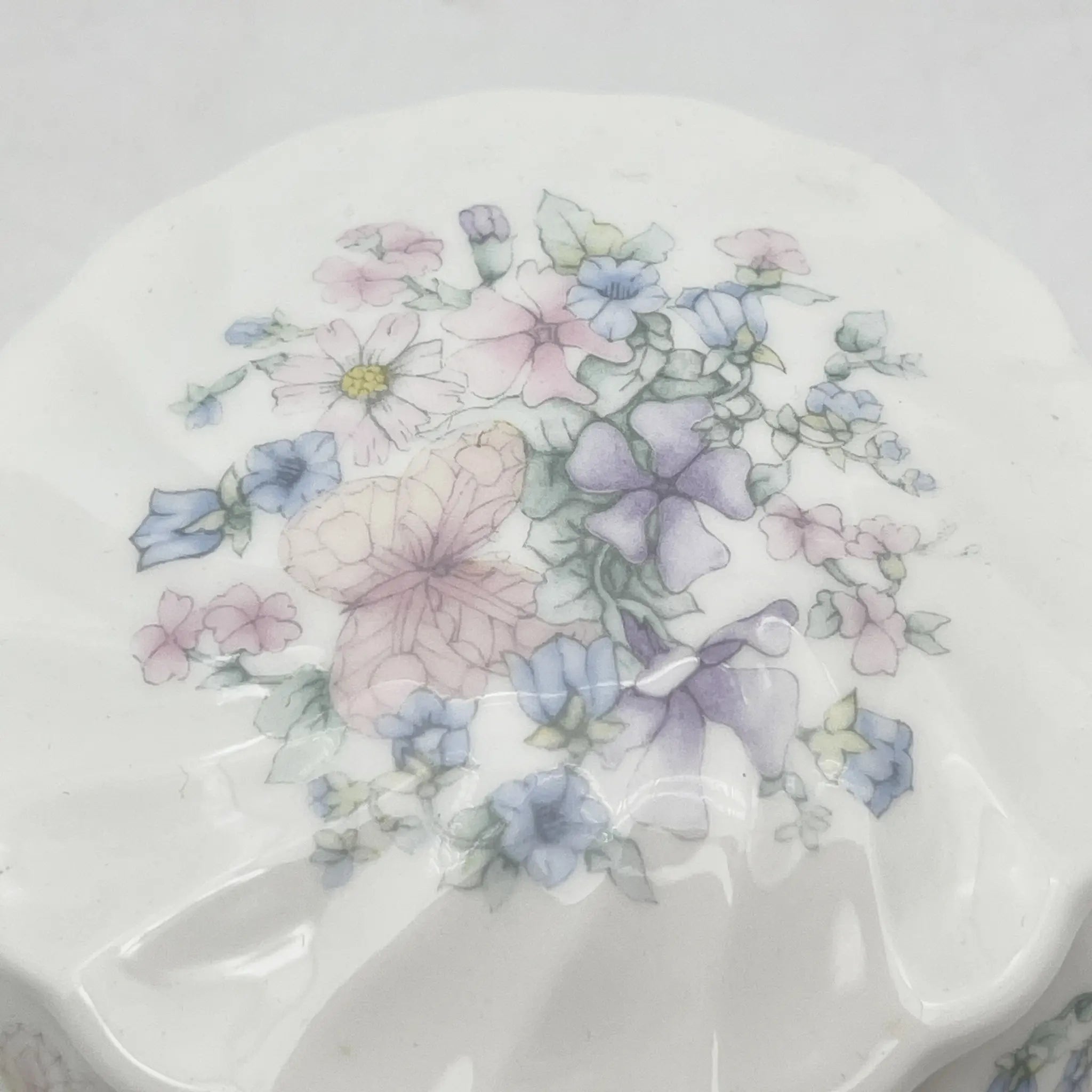 Wedgwood /小盒/ Angela / 1980s /骨骼中国/英国/ 带盖，贝壳形，螺旋形，洛可可风格，古董风格，西洋陶瓷/[复古]