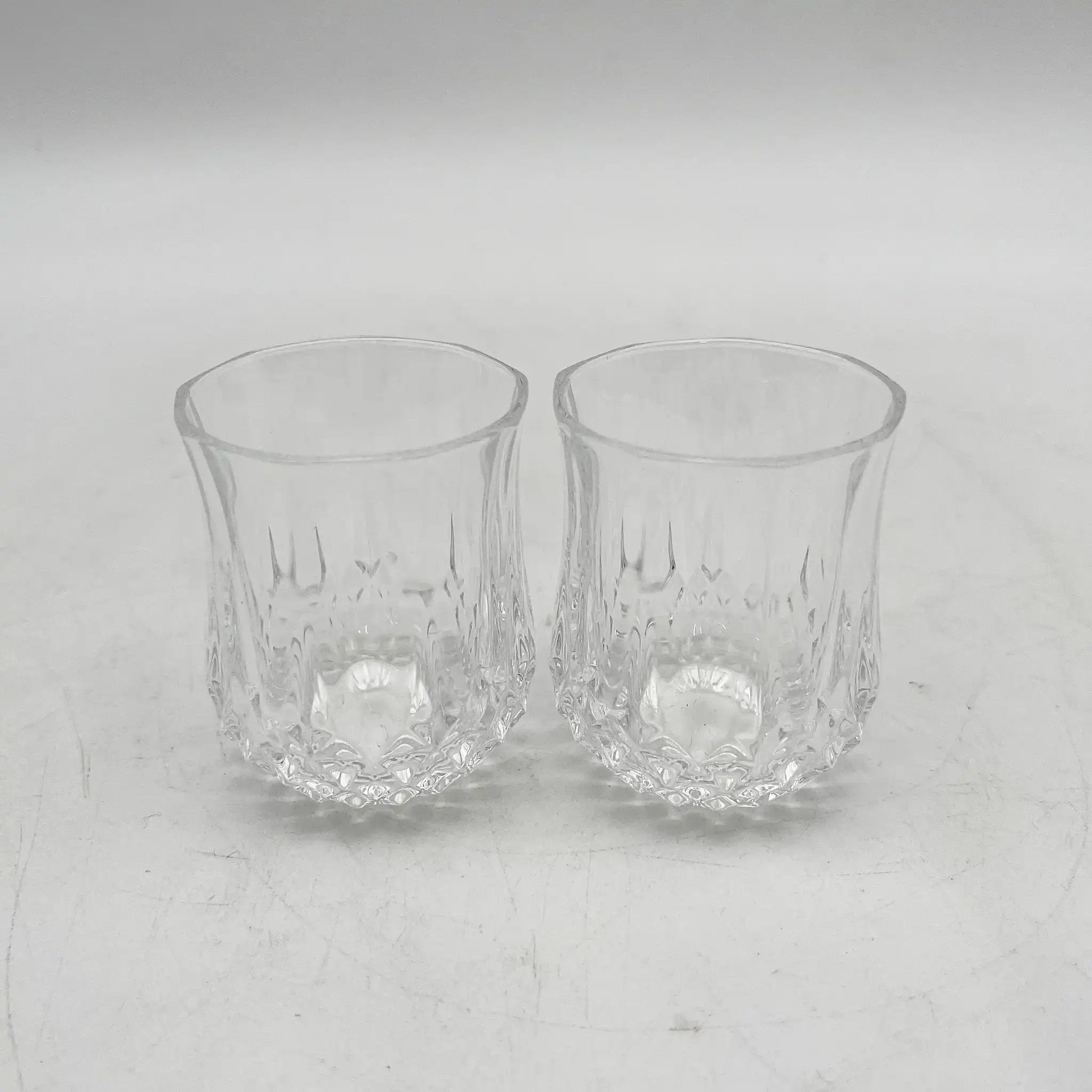 小玻璃杯2p /玻璃/钻石切割，格子切割，2件套，酒器，玻璃杯，复古/[复古]