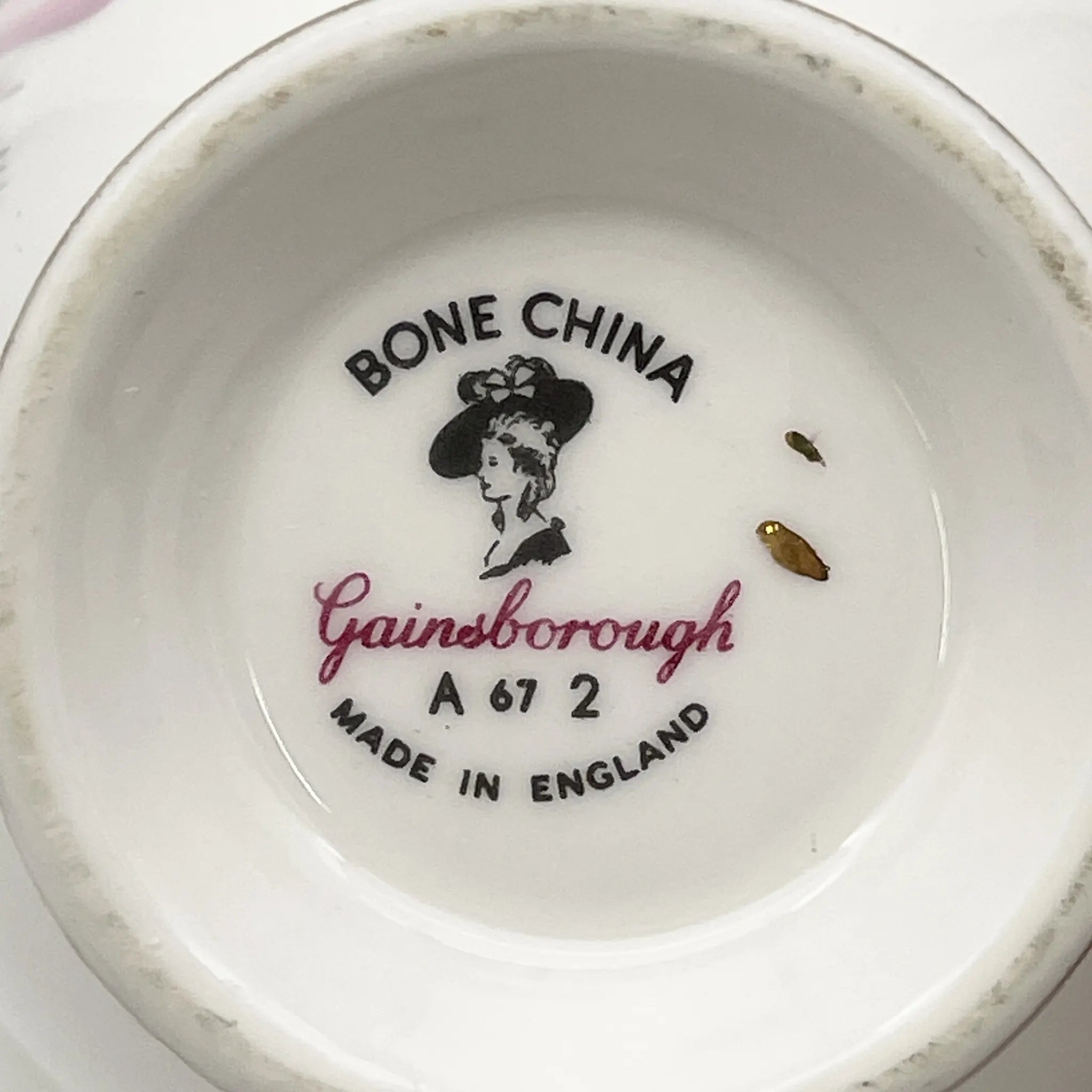 Gainsborough（盖恩斯伯勒）/三重奏（c&s +甜点盘）2p / 1960s- /骨骼中国/英国/ 黄金装饰，变形手柄，镂空轮辋，下午茶，花卉图案，西式餐具/[复古]