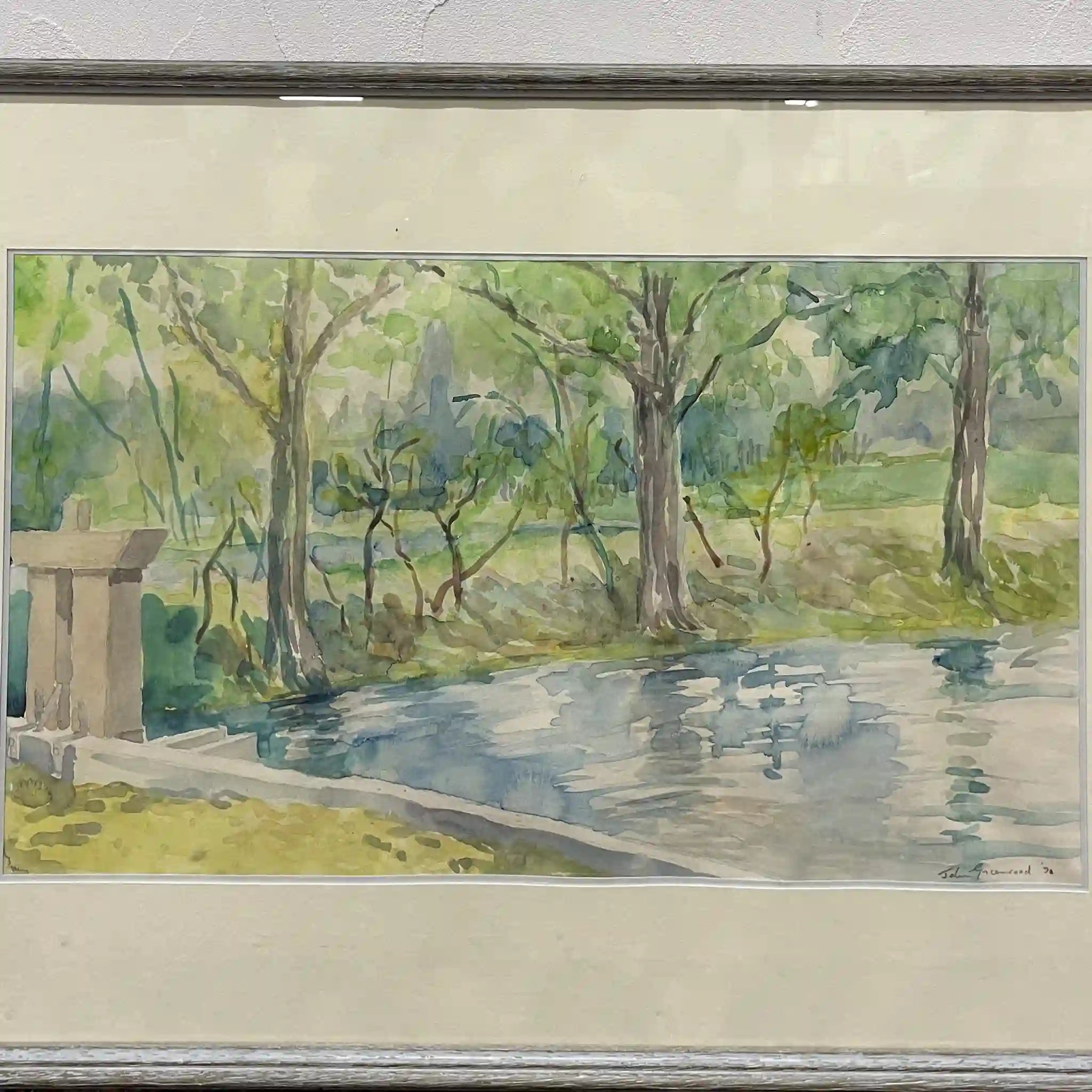 絵画 / 1990s- / 紙 / フランス / 水彩画,直筆サイン入り,ウッドフレーム / [リユース]