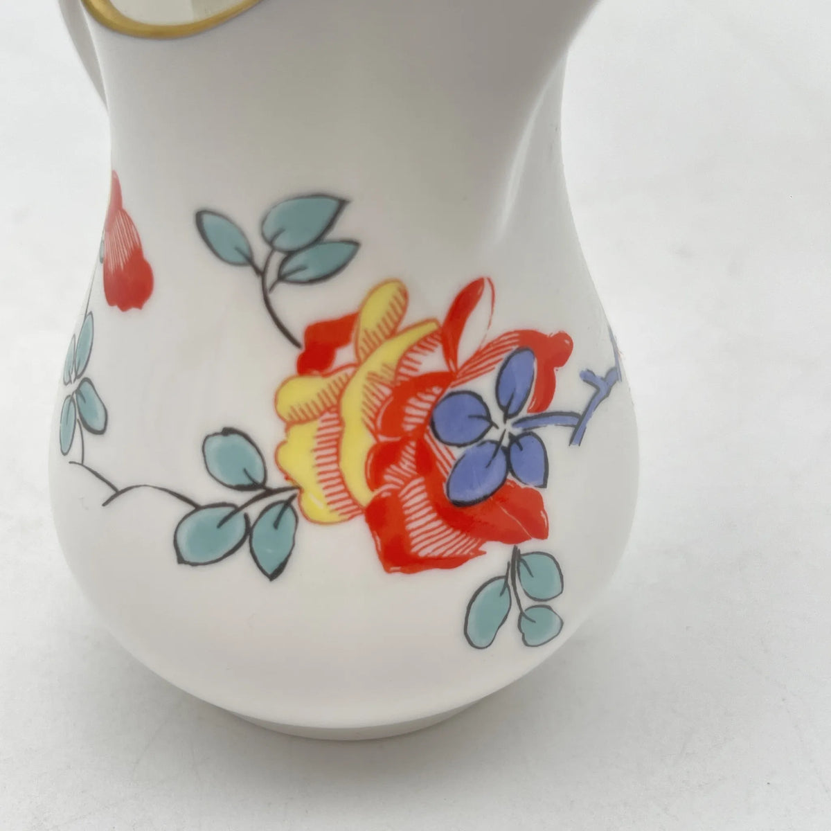 Royal Worcester /牛奶壶/ Historic Jug Collection / Wishbone Jug / 1970年~ 1980年代左右/ Fine Bone China /英国/奶油，金彩装饰，黄金轮辋，鸟画，水果画，精致中国，收藏品，室内/ [复古]