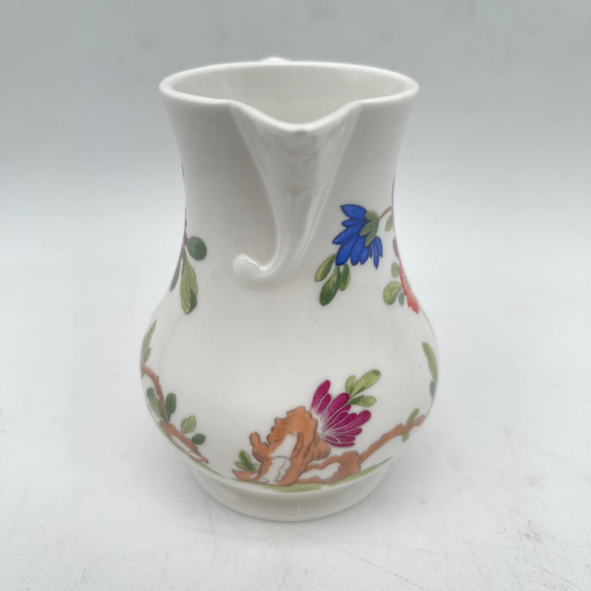 Royal Worcester /牛奶壶/ Scratchcross Jug / 1970 ~ 1980年代左右/ Fine Bone China /英国/奶油，金彩装饰，黄金轮辋，鸟画，水果画，精致中国，收藏品，室内/[复古]