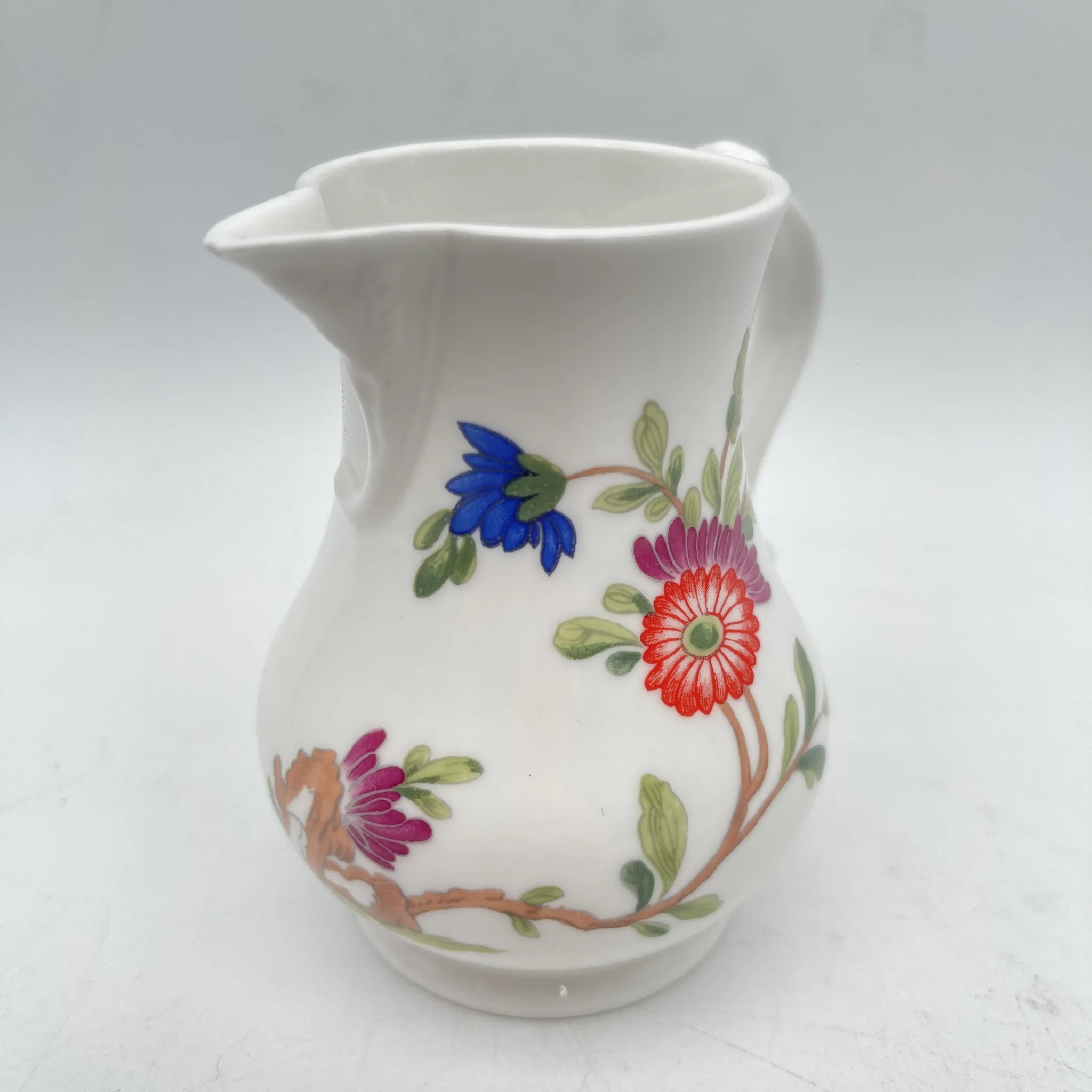 Royal Worcester /牛奶壶/ Scratchcross Jug / 1970 ~ 1980年代左右/ Fine Bone China /英国/奶油，金彩装饰，黄金轮辋，鸟画，水果画，精致中国，收藏品，室内/[复古]