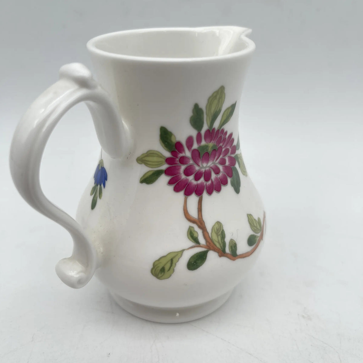 Royal Worcester /牛奶壶/ Scratchcross Jug / 1970 ~ 1980年代左右/ Fine Bone China /英国/奶油，金彩装饰，黄金轮辋，鸟画，水果画，精致中国，收藏品，室内/[复古]