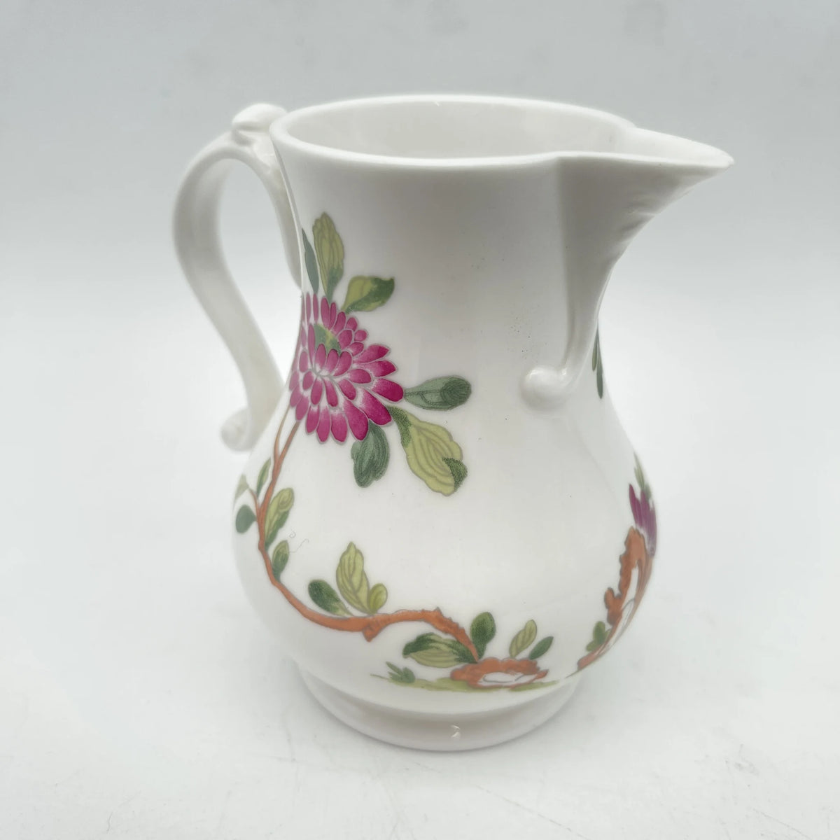 Royal Worcester /牛奶壶/ Scratchcross Jug / 1970 ~ 1980年代左右/ Fine Bone China /英国/奶油，金彩装饰，黄金轮辋，鸟画，水果画，精致中国，收藏品，室内/[复古]