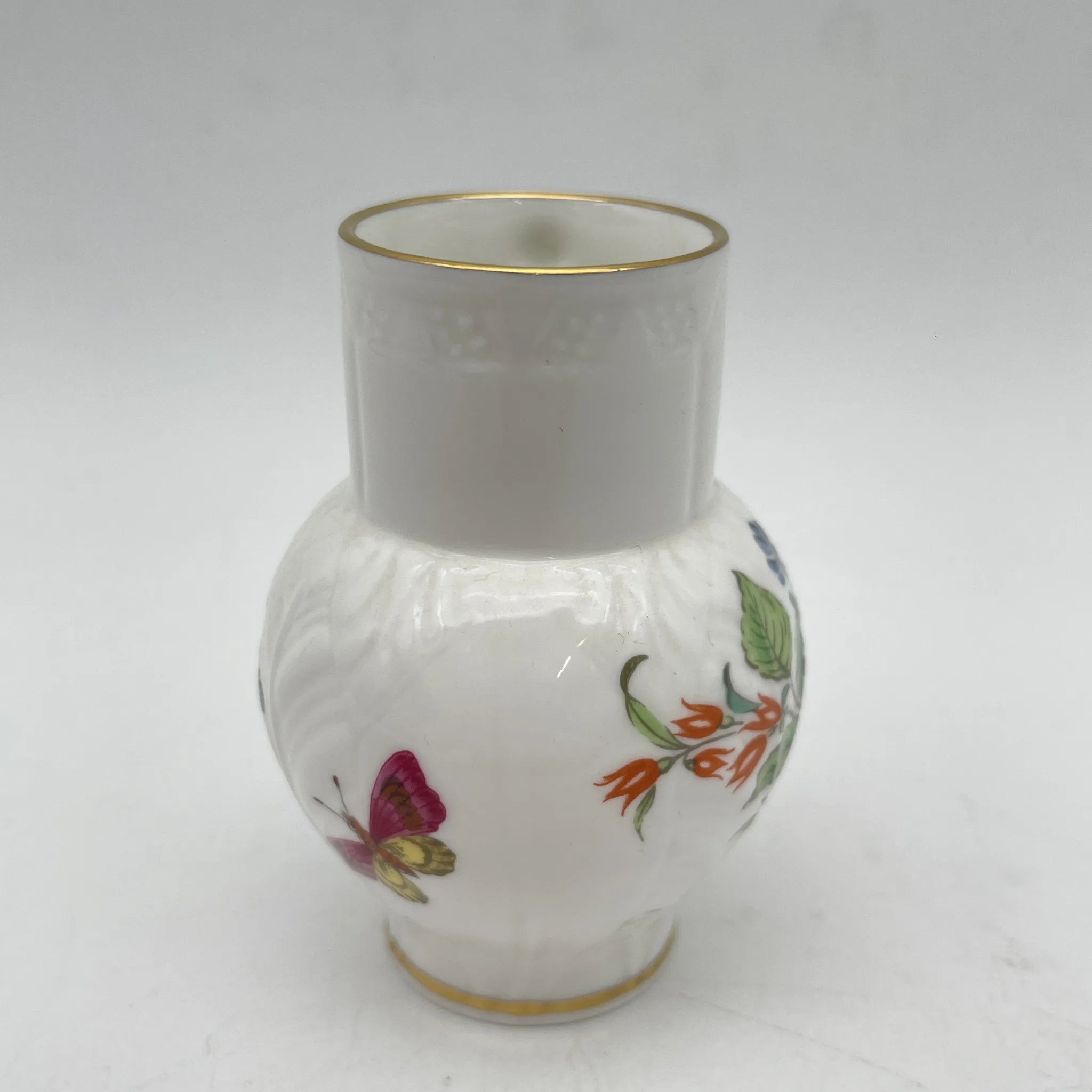 Royal Worcester /牛奶壶/ Historic Jug Collection / Ring-Neck Jug 1970年~ 1980年代左右/ Fine Bone China /英国/奶油，金彩装饰，黄金轮辋，鸟画，水果画，精致中国，收藏品，室内/ [复古]